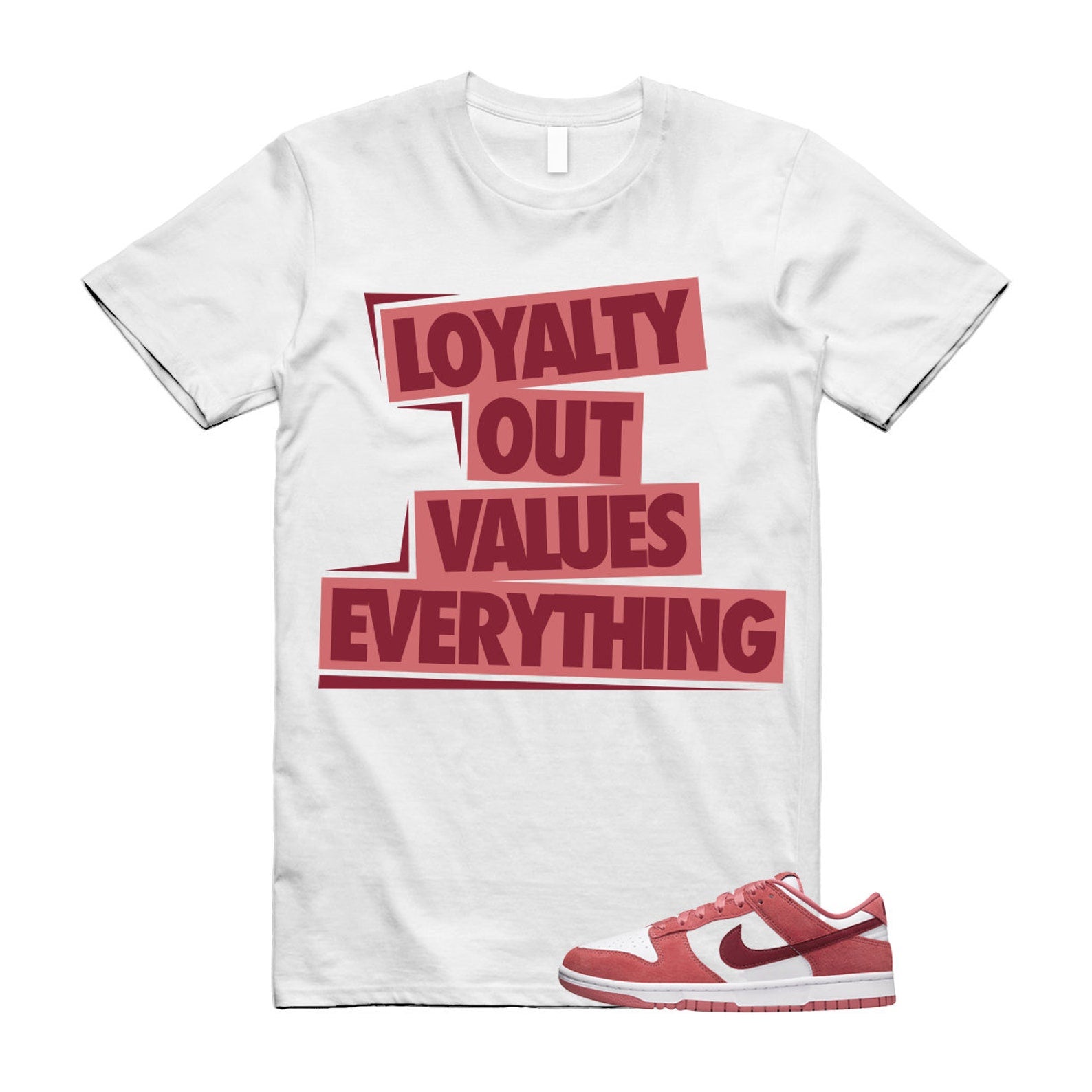 Dunk Valentine's Day Low Team Red Adobe Dragon White T Shirt Match LOVE ,FQ7056-100 T-Shirt, Sneaker Match Tee