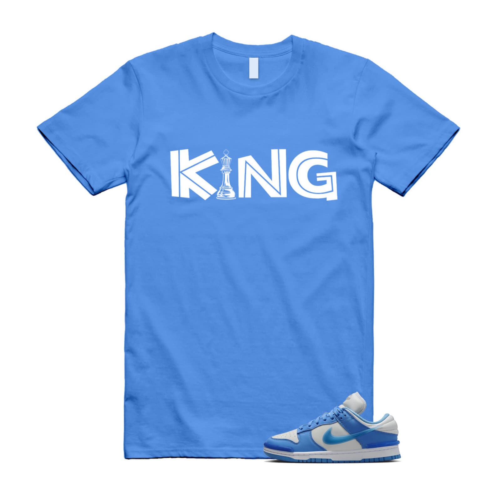 Dunk Twist University Blue UNC Photon Dust White Low T Shirt Match KING , DZ2794-002 T-Shirt, Sneaker Match Tee