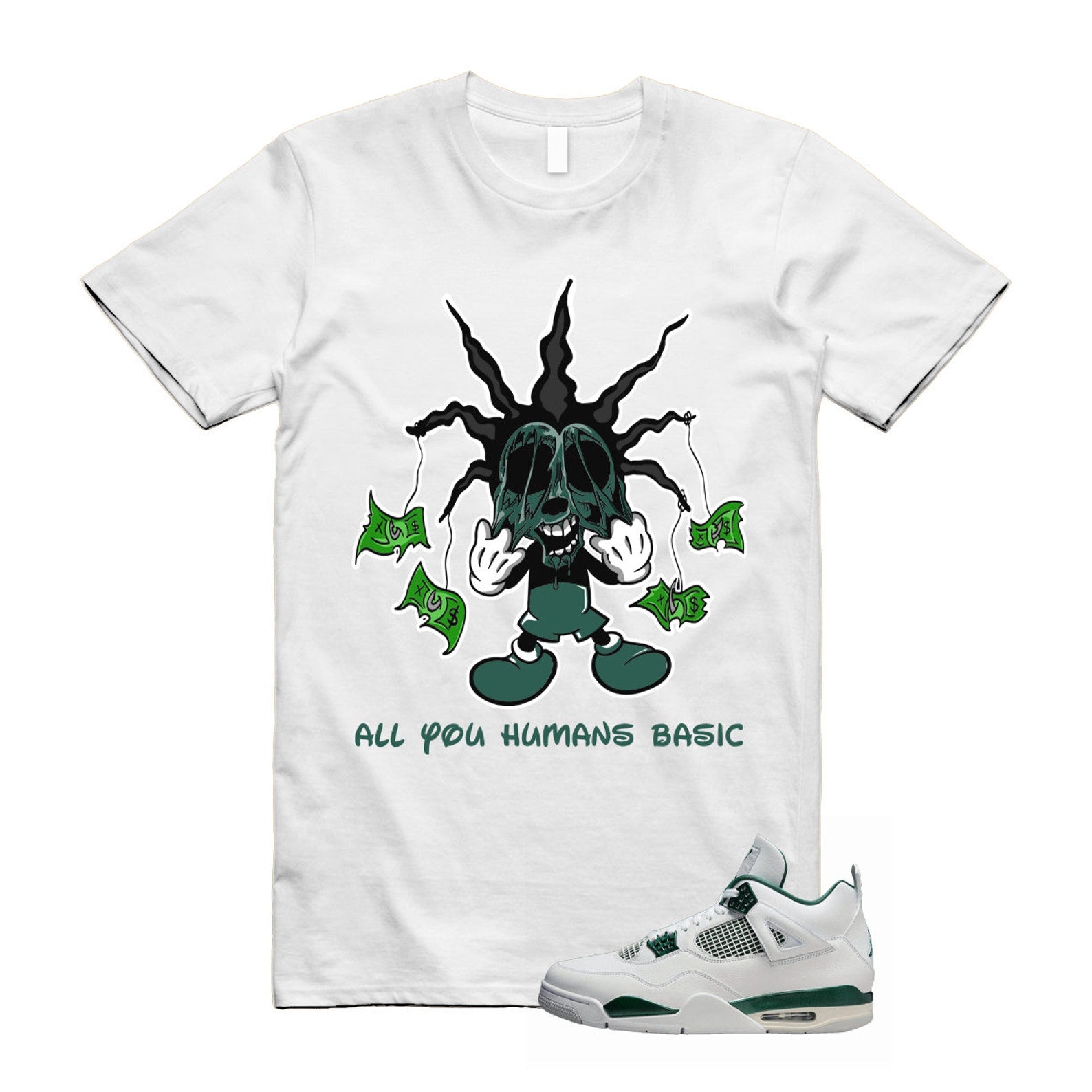4 Oxidized Green White Neutral Grey T Shirt Match HOOK , FQ8138-103 T-Shirt, Sneaker Match Tee