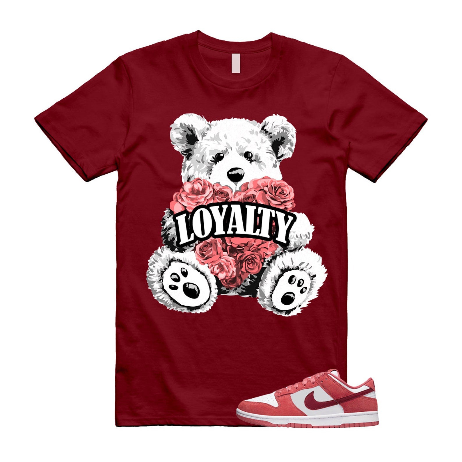 Dunk Valentine's Day Low Team Red Adobe Dragon White T Shirt Match LYLTY ,FQ7056-100 T-Shirt, Sneaker Match Tee