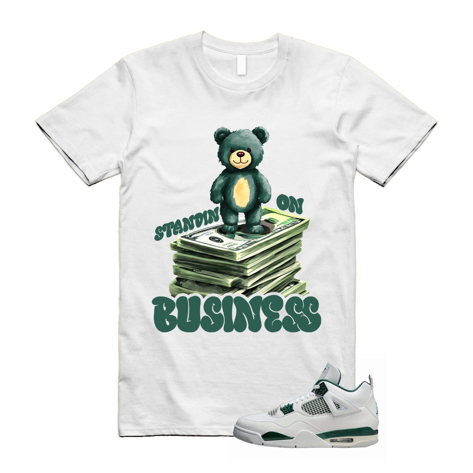 4 Oxidized Green White Neutral Grey T Shirt Match SB2 , FQ8138-103 T-Shirt, Sneaker Match Tee