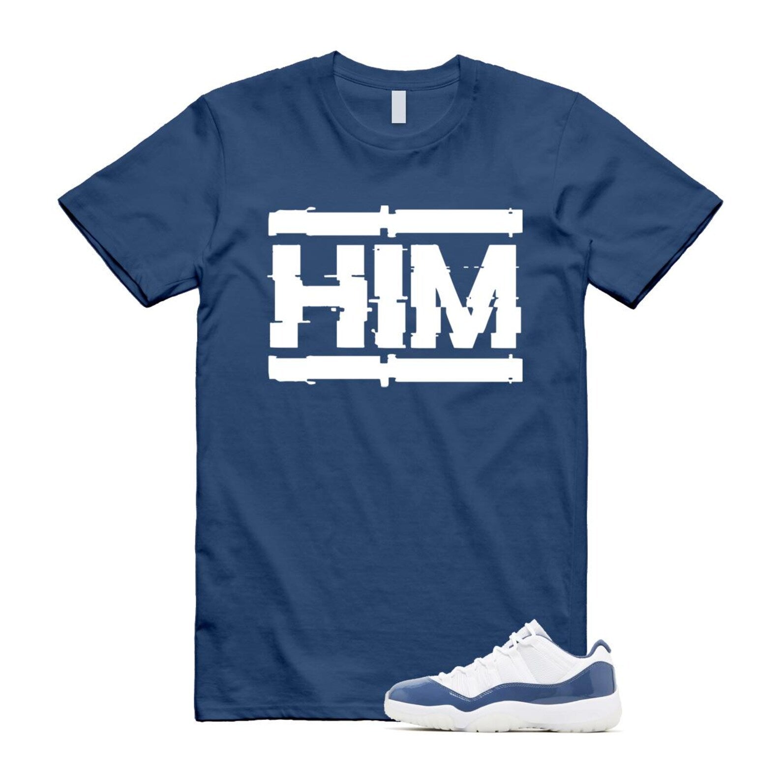 11 Diffused Blue White Midnight Navy Football Grey Retro Low T Shirt Match HIM ,FV5104-104 T-Shirt, Sneaker Match Tee