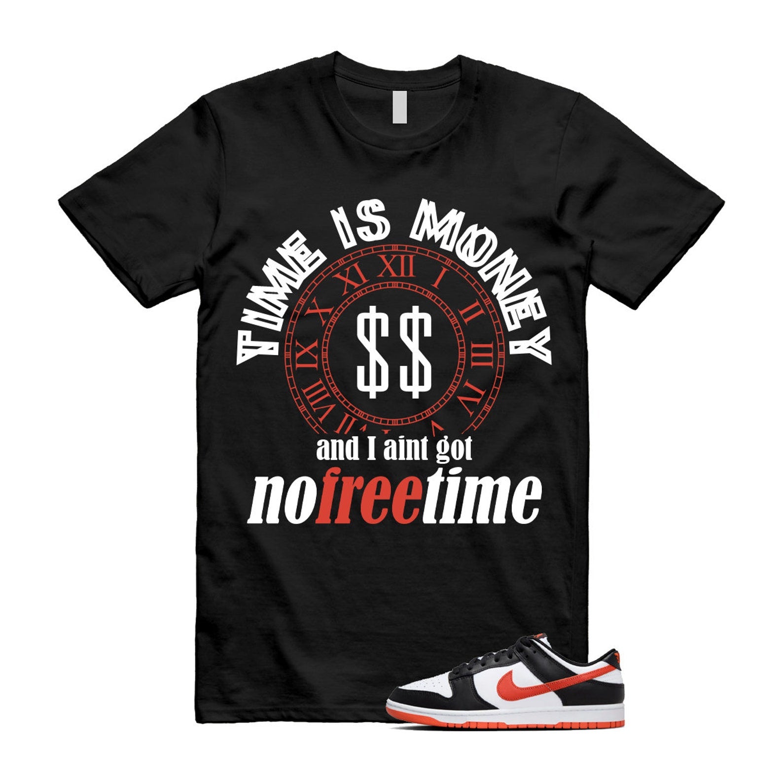 Dunk Dragon Red Black White Low Retro T Shirt Match FREE TIME , DV0833-108 T-Shirt, Sneaker Match Tee