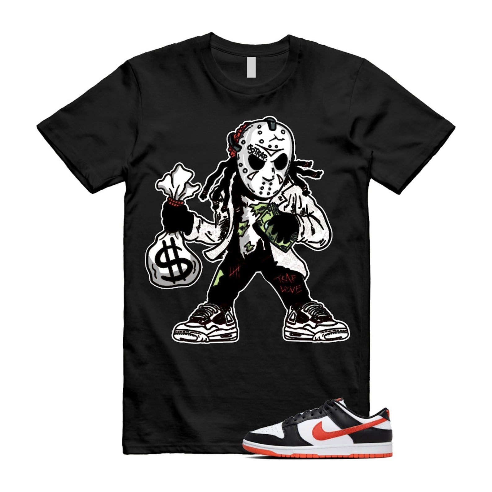Dunk Dragon Red Black White Low Retro T Shirt Match JASON , DV0833-108 T-Shirt, Sneaker Match Tee