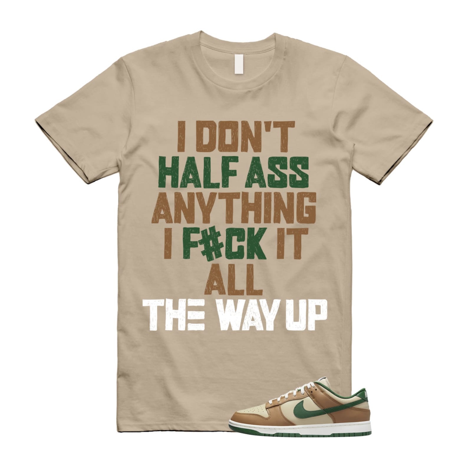 Dunk Tan Retro Rattan Gorge Green Sail Dark Driftwood Low T Shirt Match HALF  ,FB7160-231 T-Shirt, Sneaker Match Tee