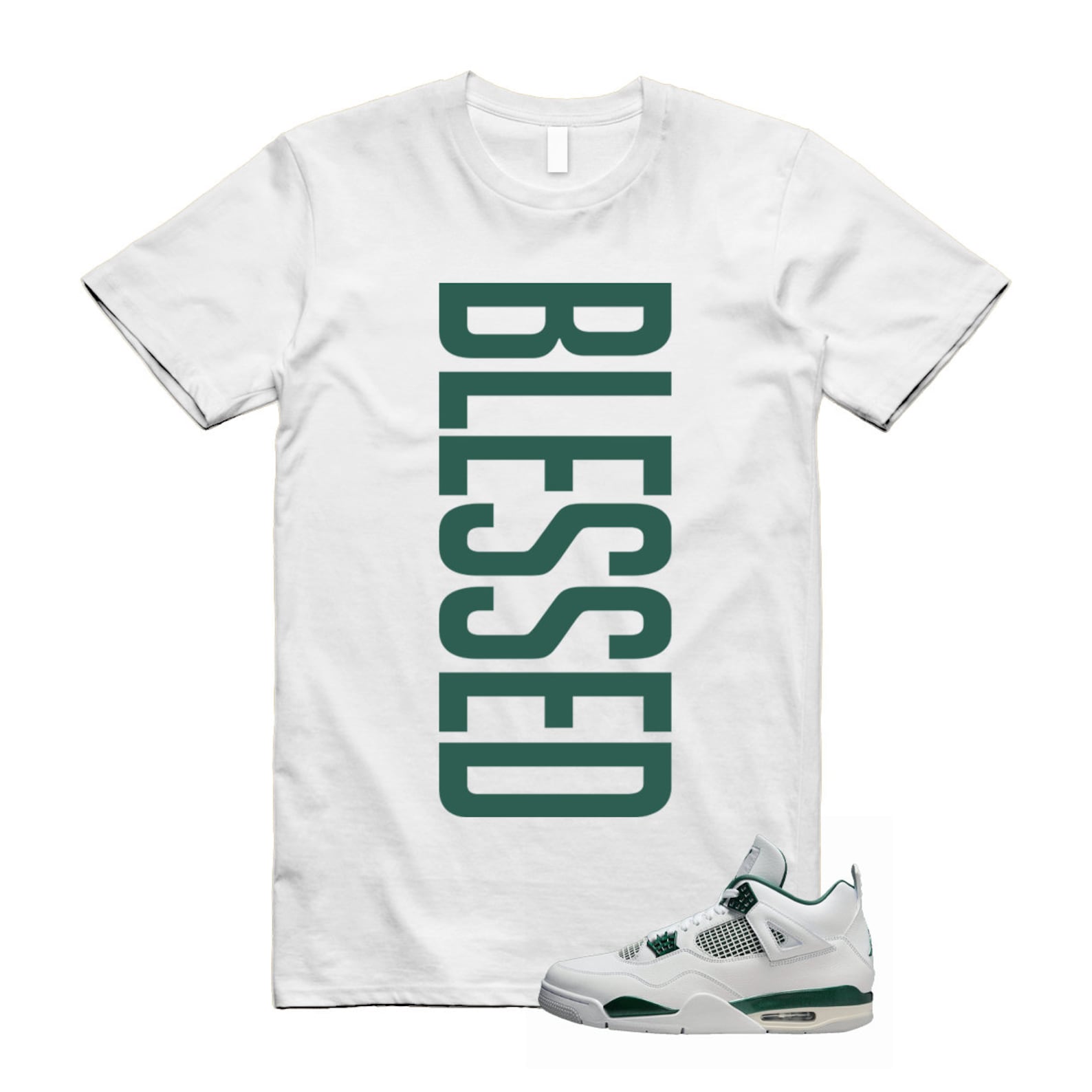 4 Oxidized Green White Neutral Grey T Shirt Match VERTBLS , FQ8138-103 T-Shirt, Sneaker Match Tee