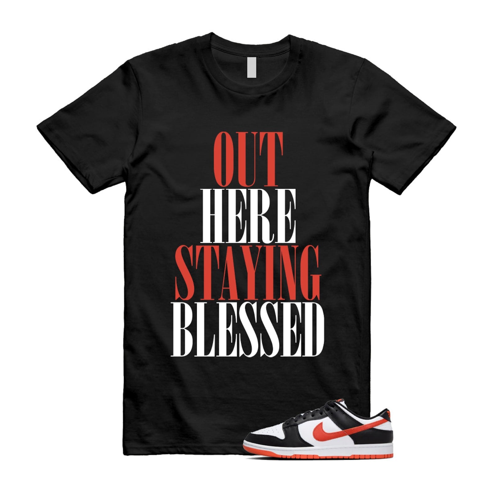 Dunk Dragon Red Black White Low Retro T Shirt Match STAYBLS , DV0833-108 T-Shirt, Sneaker Match Tee