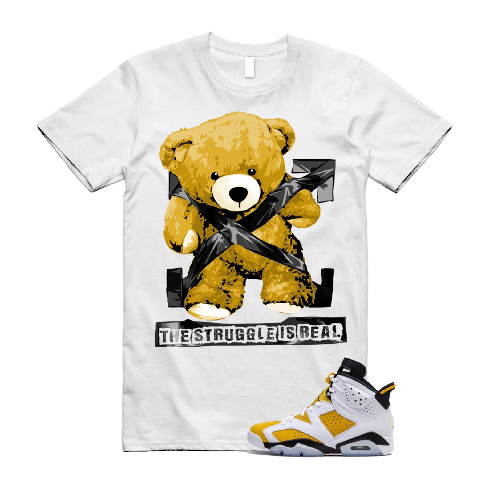 Yellow Ochre 6 Black White T Shirt Match STRUG  ,CT8529-170 T-Shirt, Sneaker Match Tee