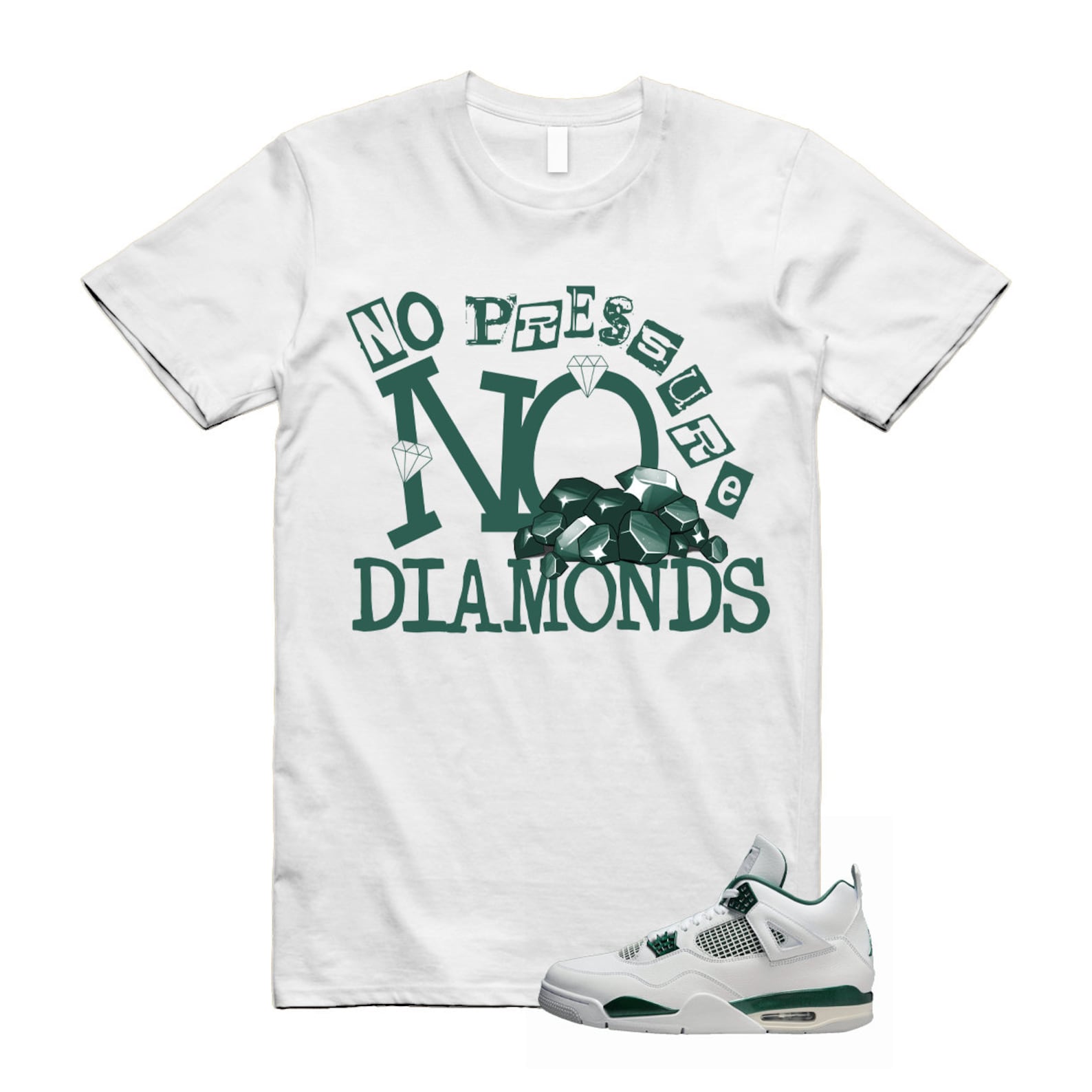 4 Oxidized Green White Neutral Grey T Shirt Match DIAMOND , FQ8138-103 T-Shirt, Sneaker Match Tee