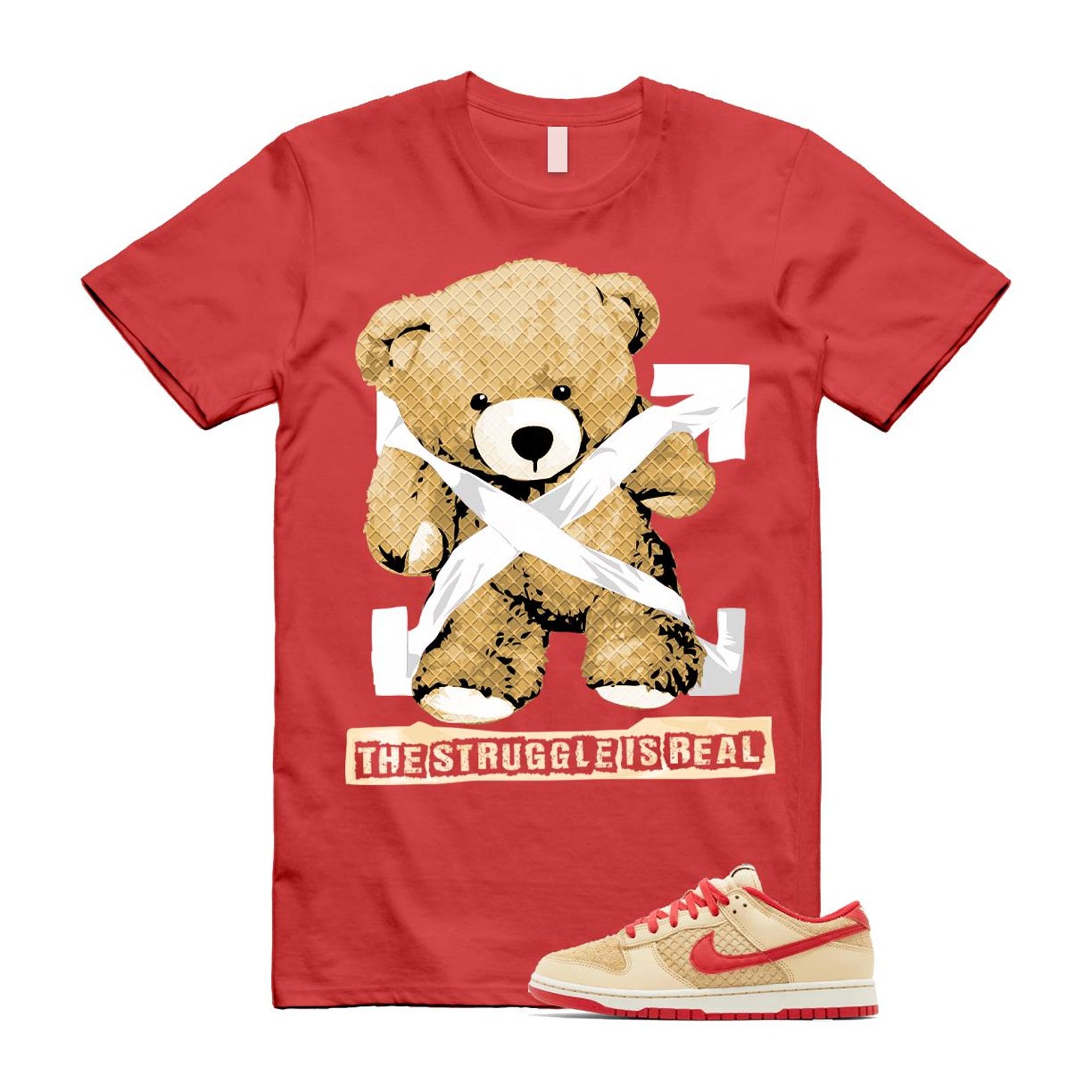 Dunk Strawberry Waffle Pale Vanilla University Red Sail Wheat Low Retro SE T Shirt Match STRUG  ,HJ9100-294 T-Shirt, Sneaker Match Tee