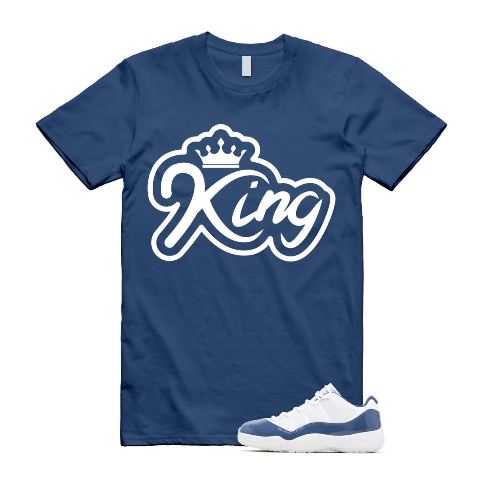 11 Diffused Blue White Midnight Navy Football Grey Retro Low T Shirt Match K2 ,FV5104-104 T-Shirt, Sneaker Match Tee
