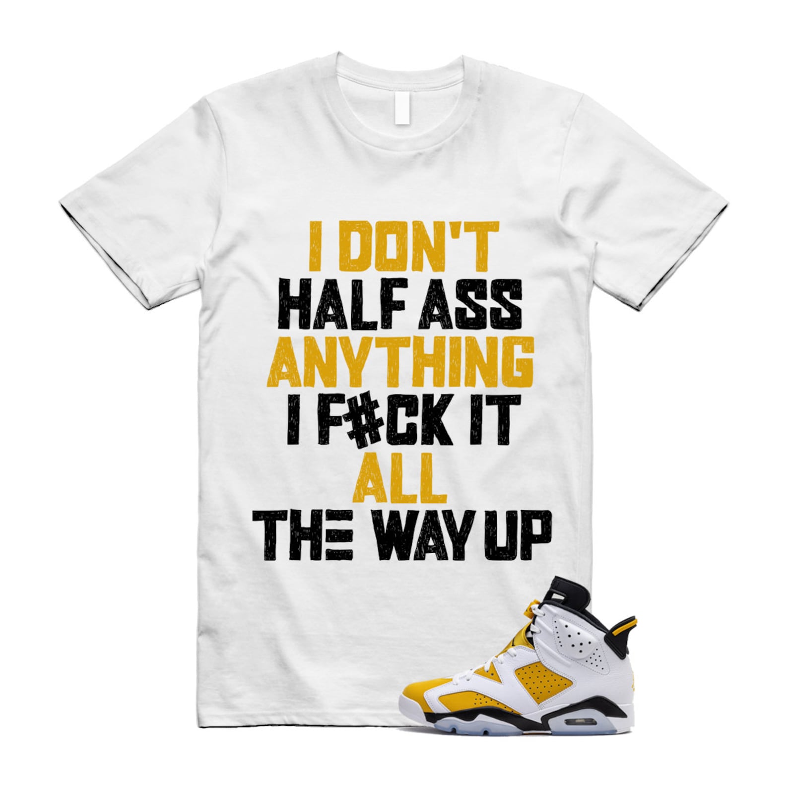 Yellow Ochre 6 Black White T Shirt Match HALF  ,CT8529-170 T-Shirt, Sneaker Match Tee