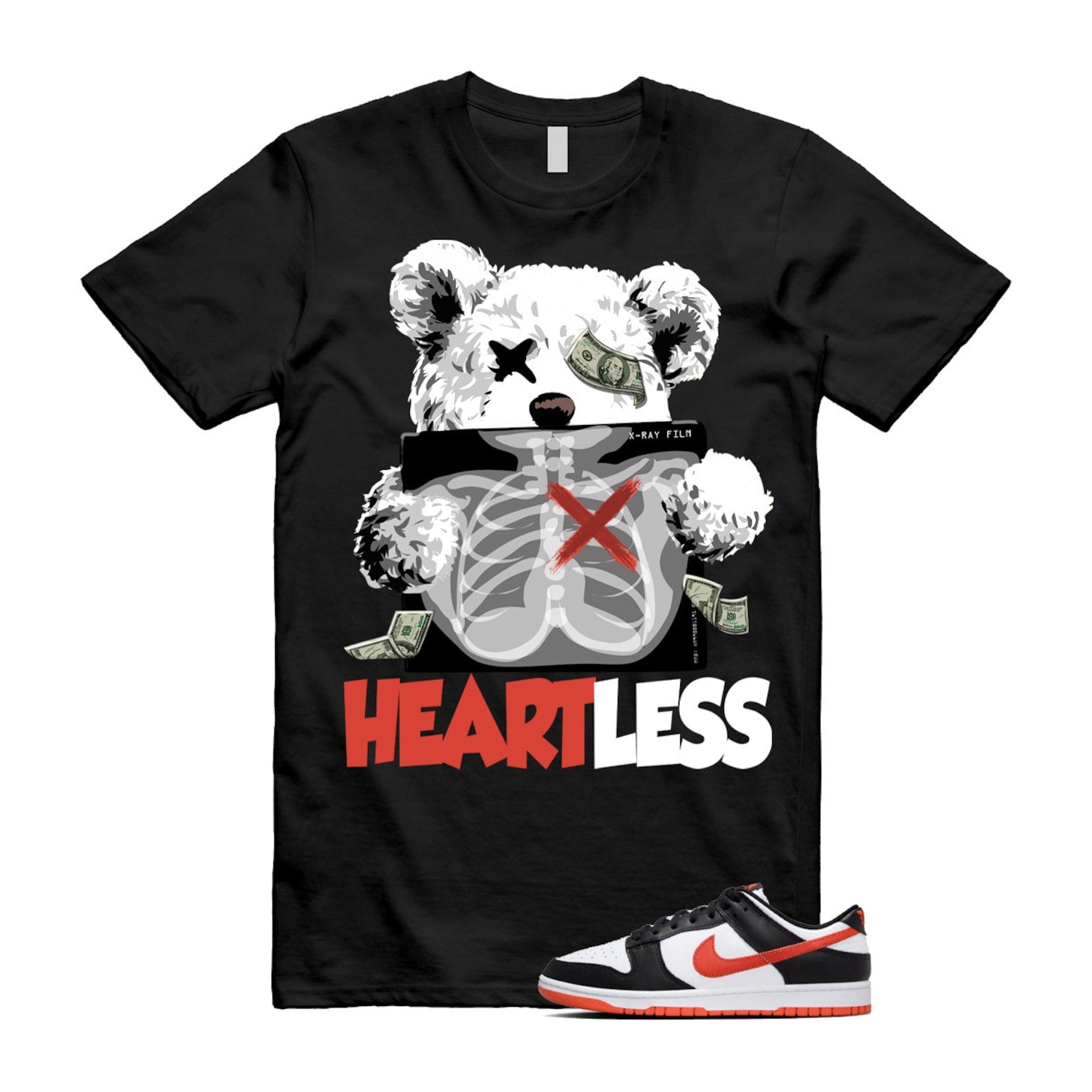 Dunk Dragon Red Black White Low Retro T Shirt Match HEART , DV0833-108 T-Shirt, Sneaker Match Tee