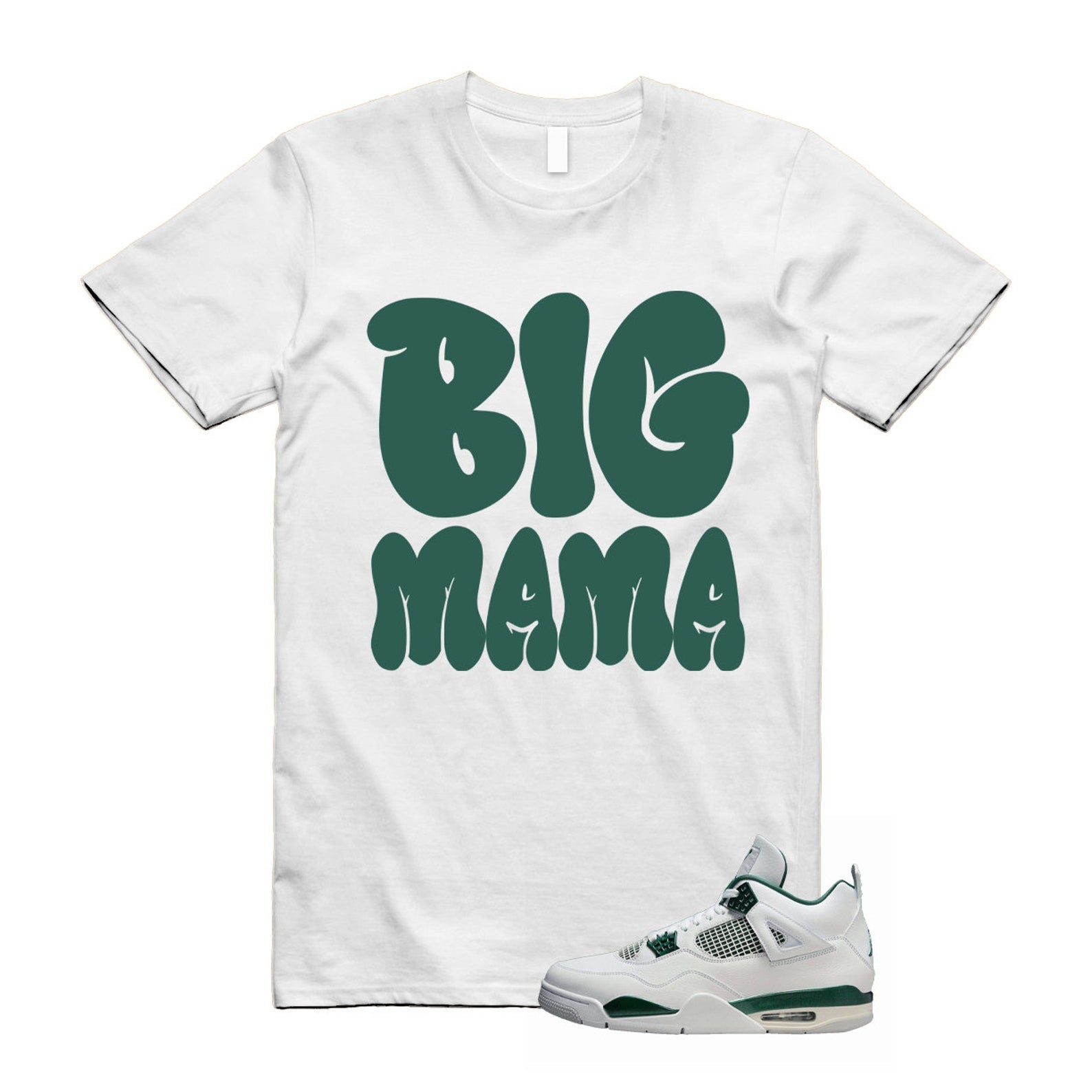 4 Oxidized Green White Neutral Grey T Shirt Match MAMA , FQ8138-103 T-Shirt, Sneaker Match Tee