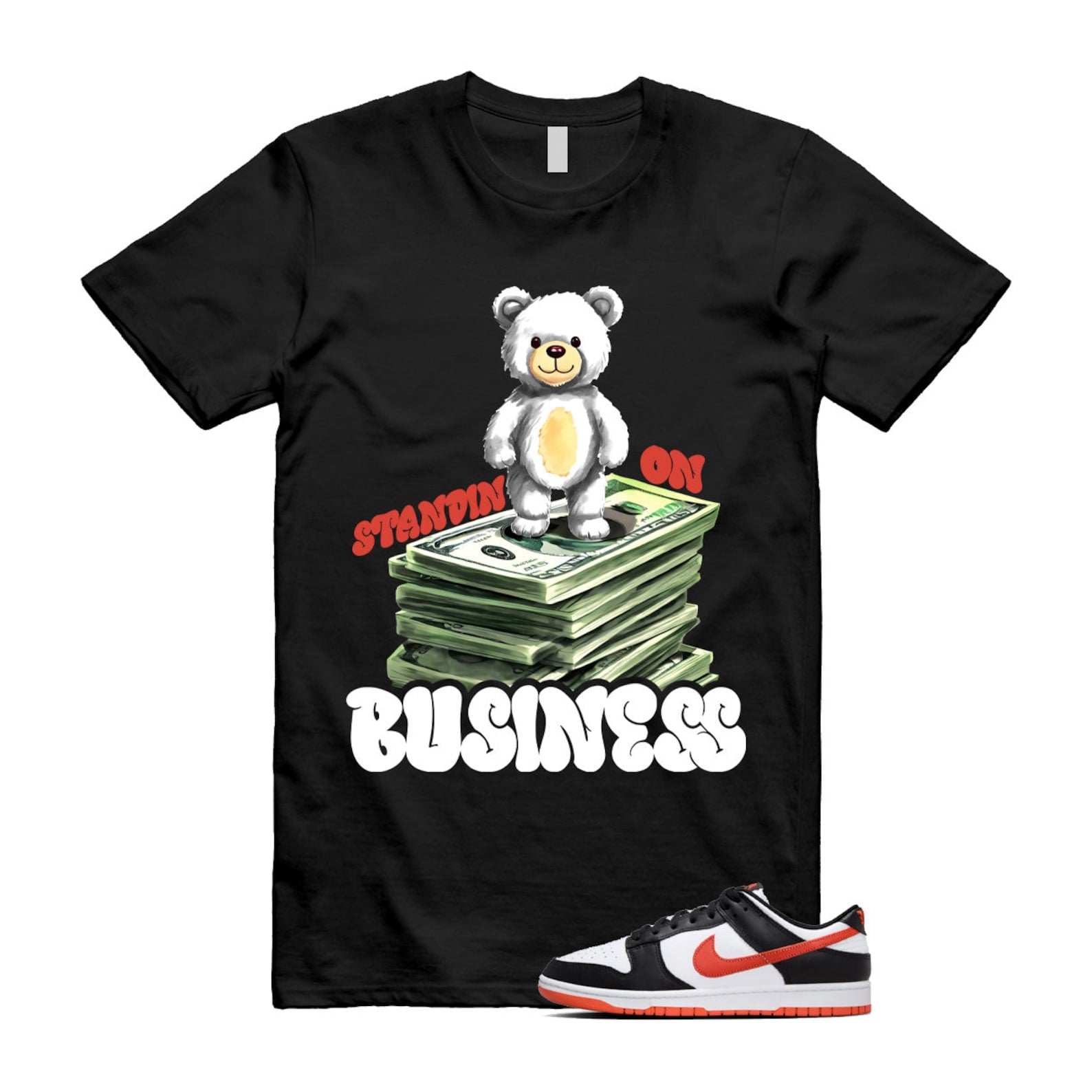 Dunk Dragon Red Black White Low Retro T Shirt Match SB2 , DV0833-108 T-Shirt, Sneaker Match Tee