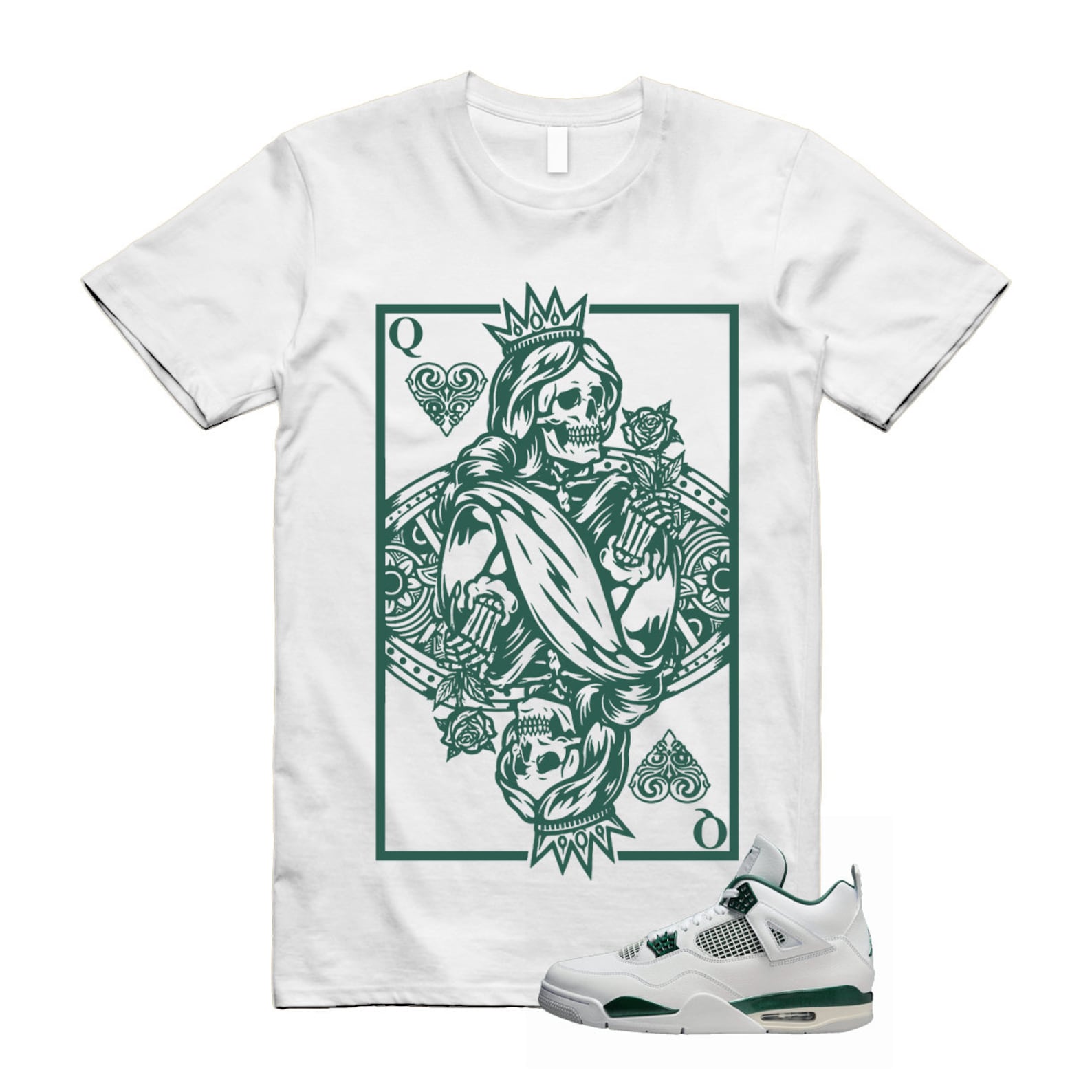 4 Oxidized Green White Neutral Grey T Shirt Match QC , FQ8138-103 T-Shirt, Sneaker Match Tee