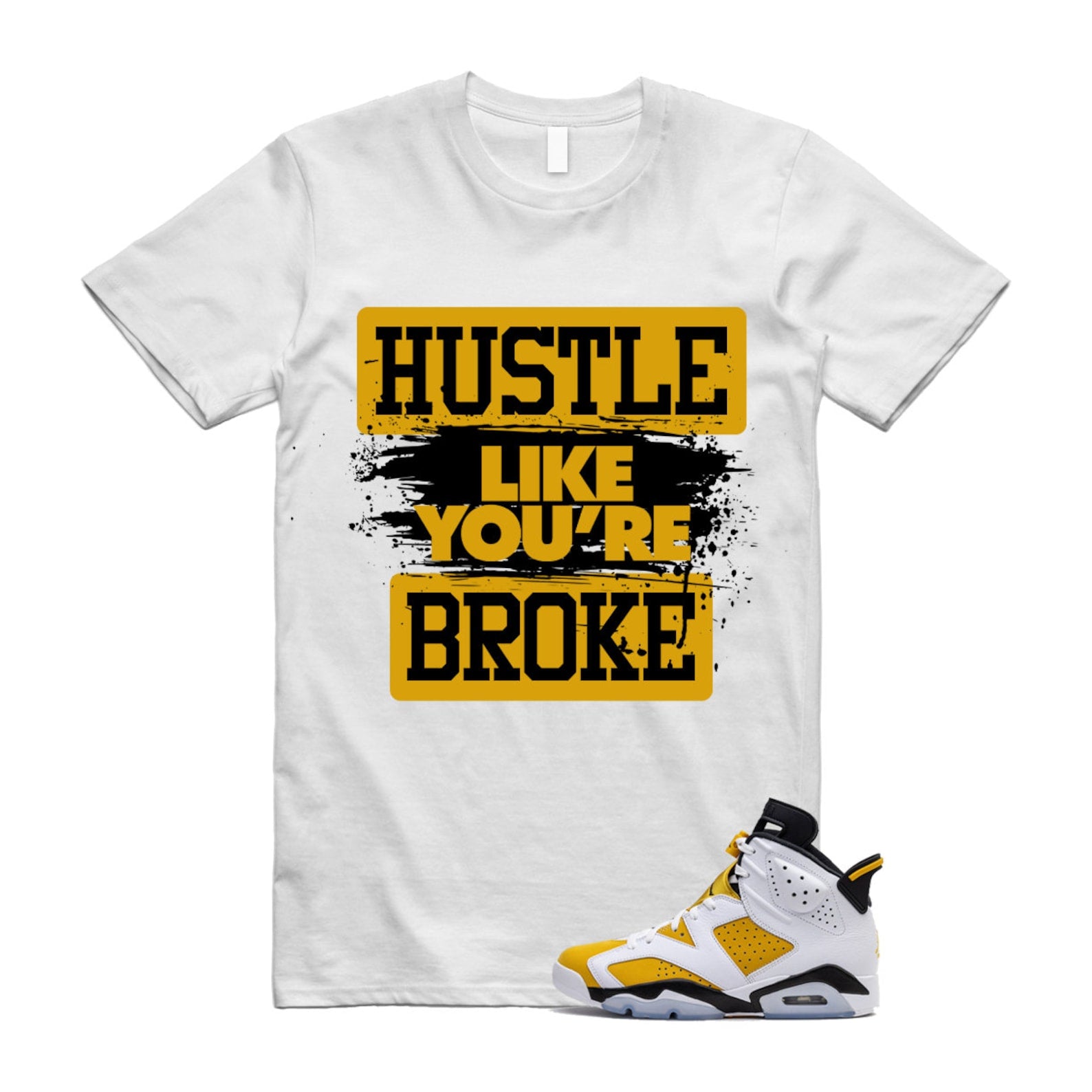 Yellow Ochre 6 Black White T Shirt Match HLYB  ,CT8529-170 T-Shirt, Sneaker Match Tee