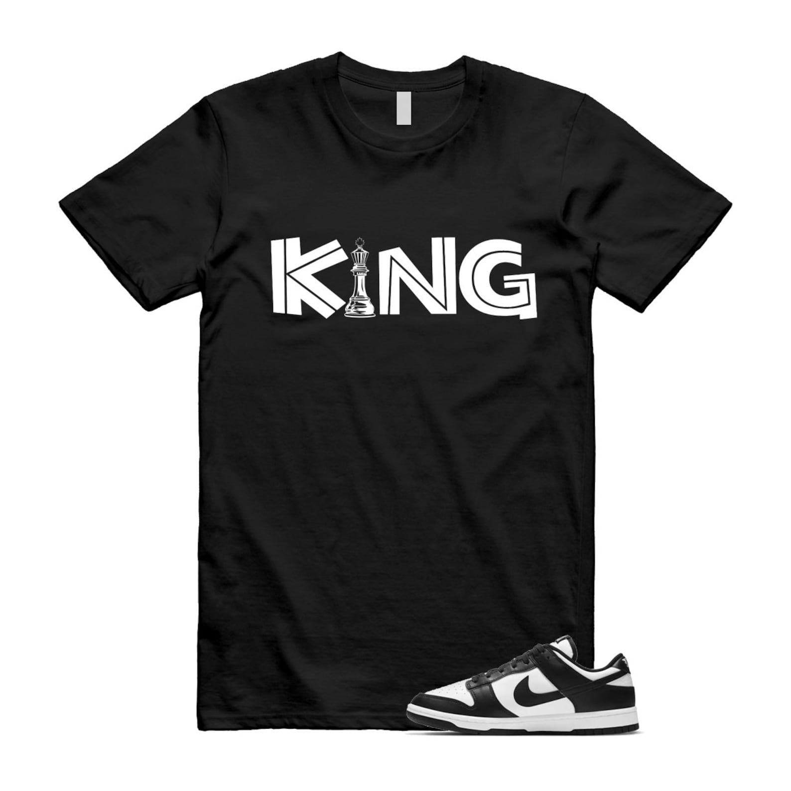 Dunk Panda White Black Low Retro Classic Traditional T Shirt Match KING , DD1503-101 T-Shirt, Sneaker Match Tee