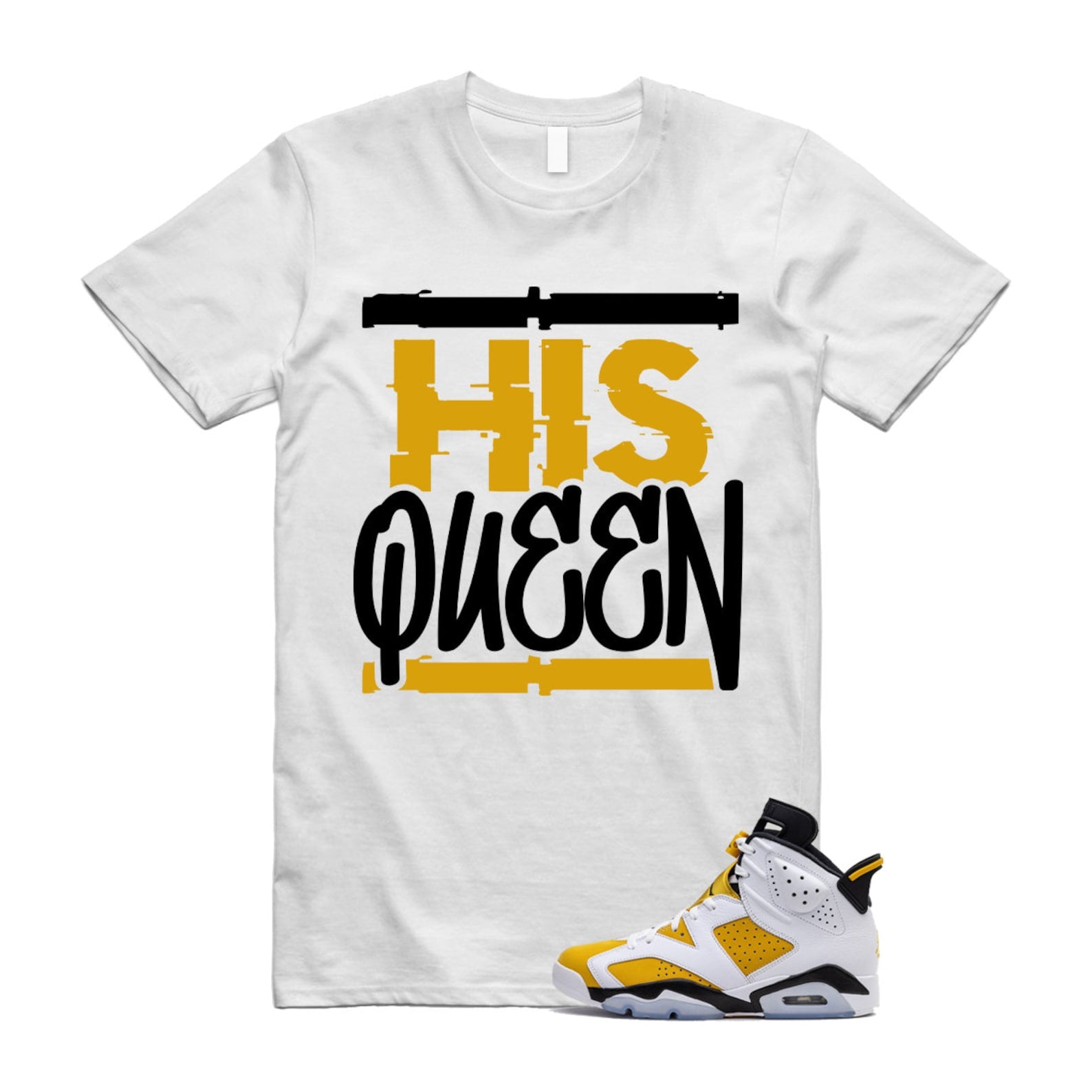 Yellow Ochre 6 Black White T Shirt Match HQ  ,CT8529-170 T-Shirt, Sneaker Match Tee