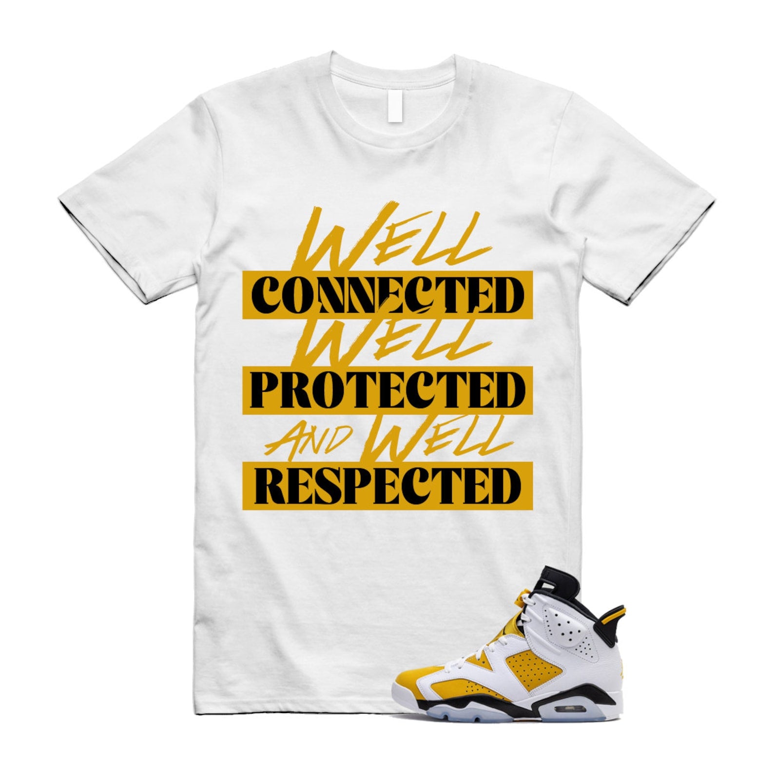 Yellow Ochre 6 Black White T Shirt Match WELL  ,CT8529-170 T-Shirt, Sneaker Match Tee