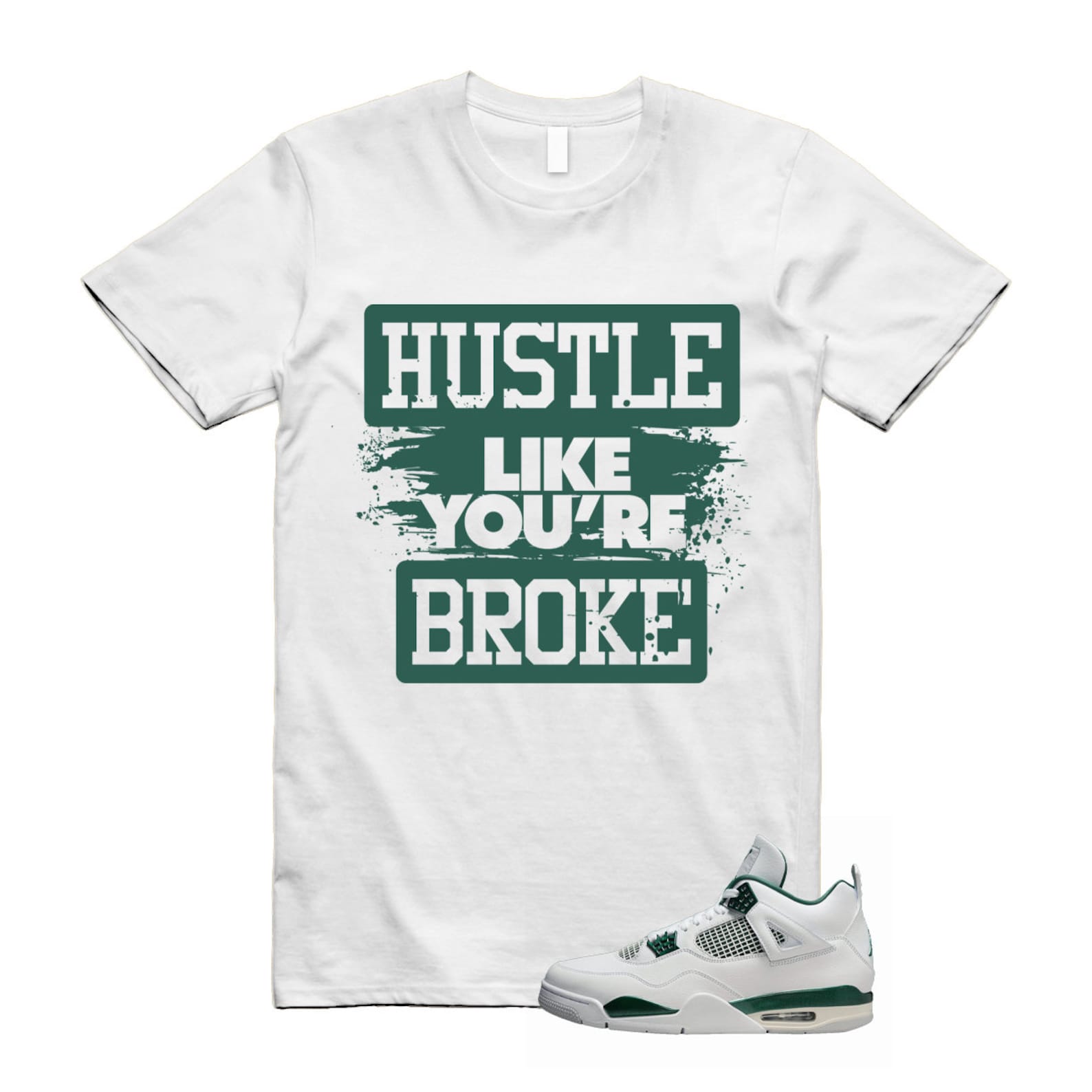 4 Oxidized Green White Neutral Grey T Shirt Match HLYB , FQ8138-103 T-Shirt, Sneaker Match Tee