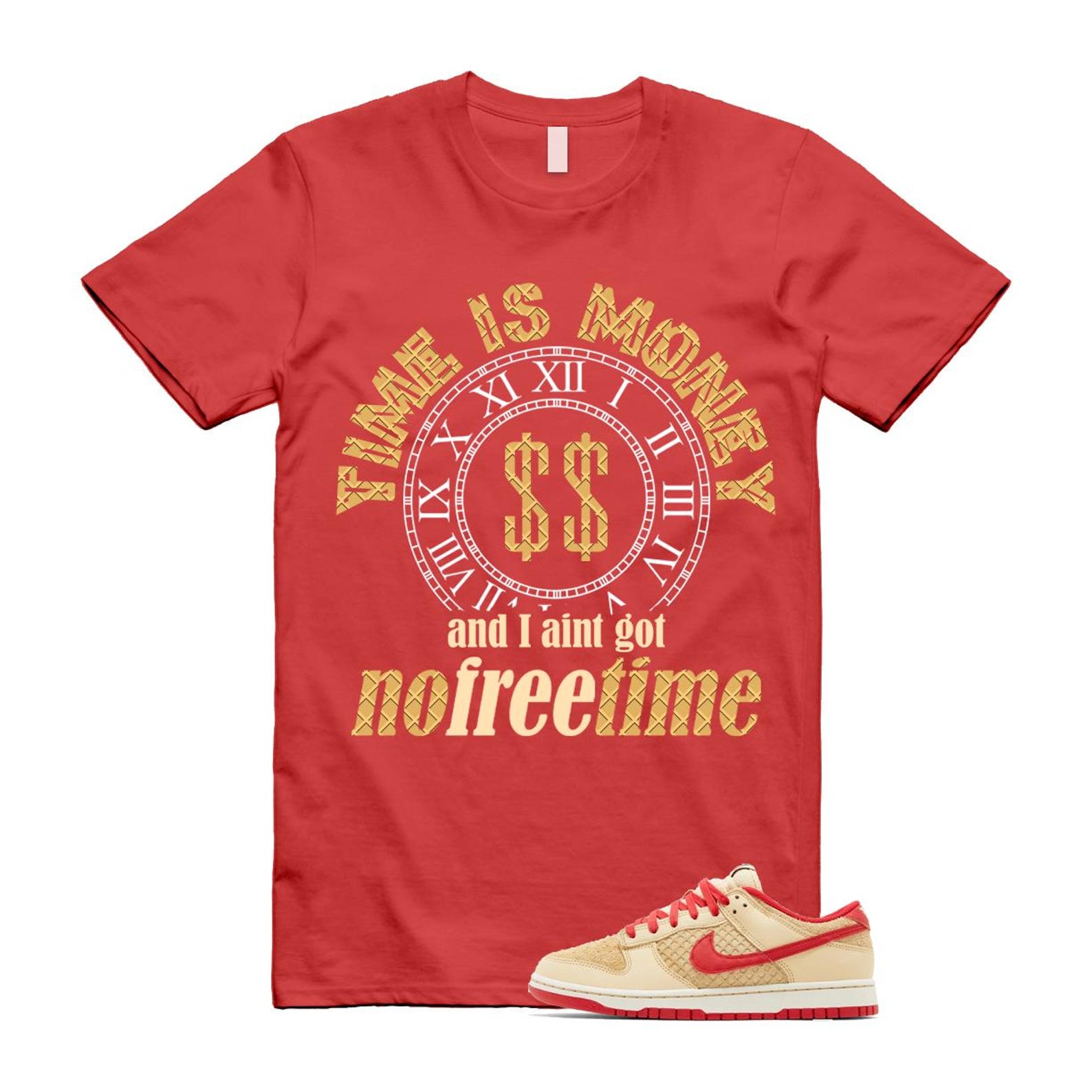 Dunk Strawberry Waffle Pale Vanilla University Red Sail Wheat Low Retro SE T Shirt Match FREE TIME  ,HJ9100-294 T-Shirt, Sneaker Match Tee