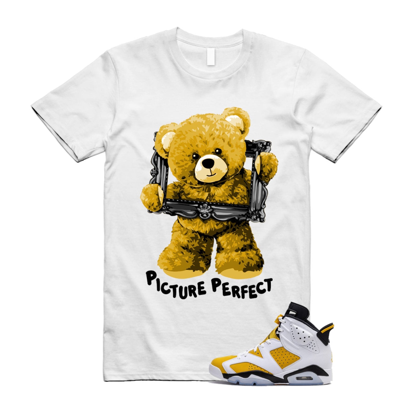 Yellow Ochre 6 Black White T Shirt Match PIC  ,CT8529-170 T-Shirt, Sneaker Match Tee