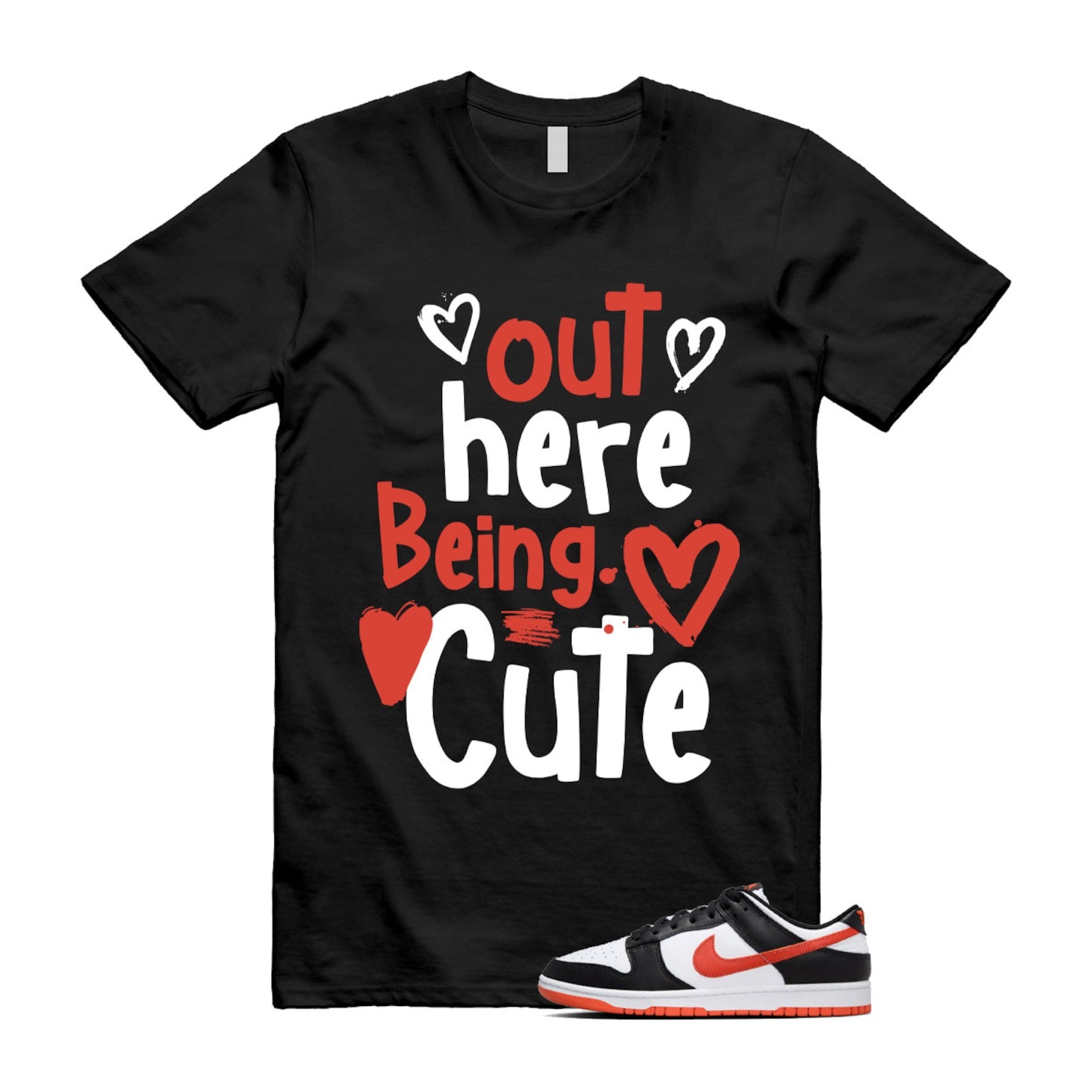 Dunk Dragon Red Black White Low Retro T Shirt Match Out Here Being Cute , DV0833-108 T-Shirt, Sneaker Match Tee