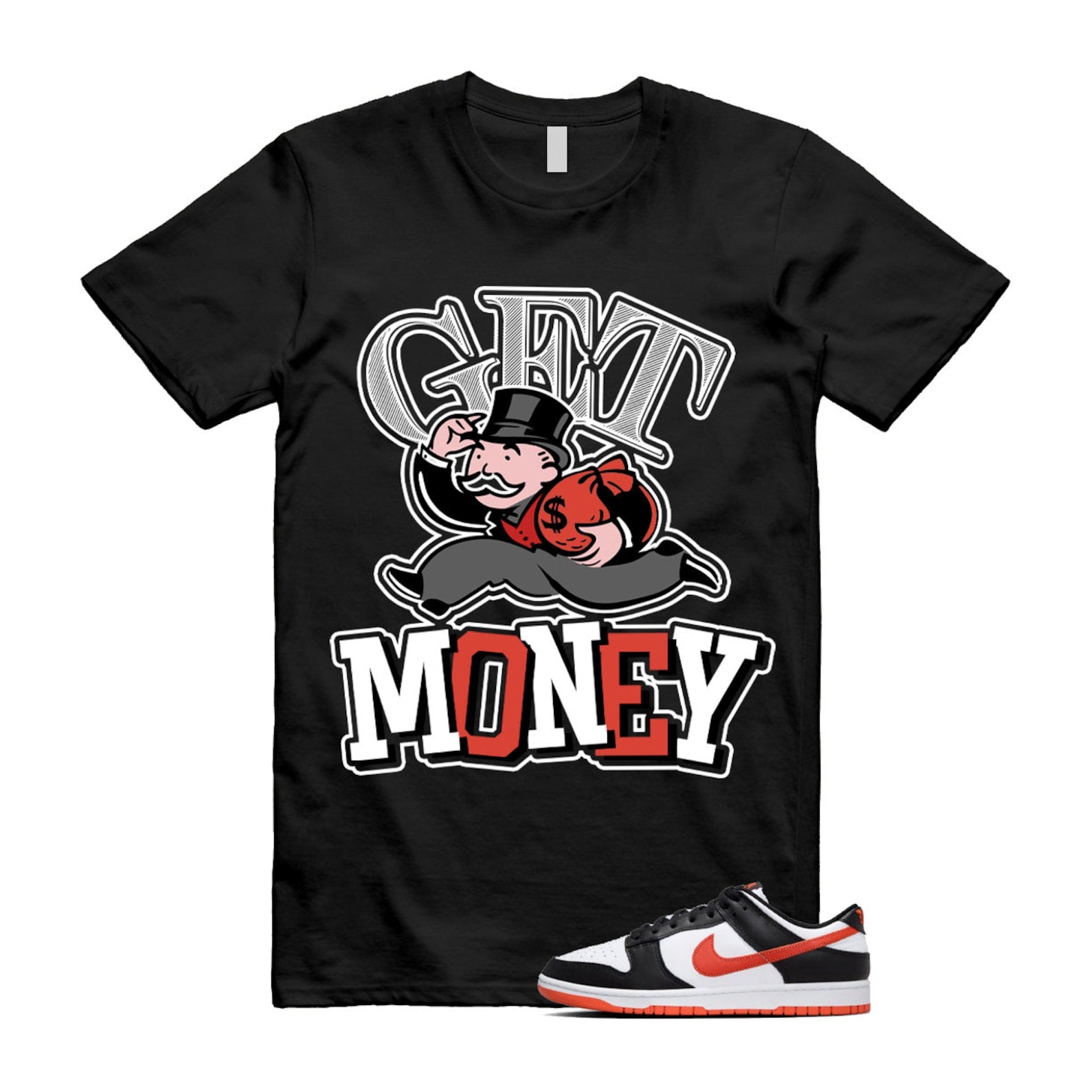Dunk Dragon Red Black White Low Retro T Shirt Match GM , DV0833-108 T-Shirt, Sneaker Match Tee