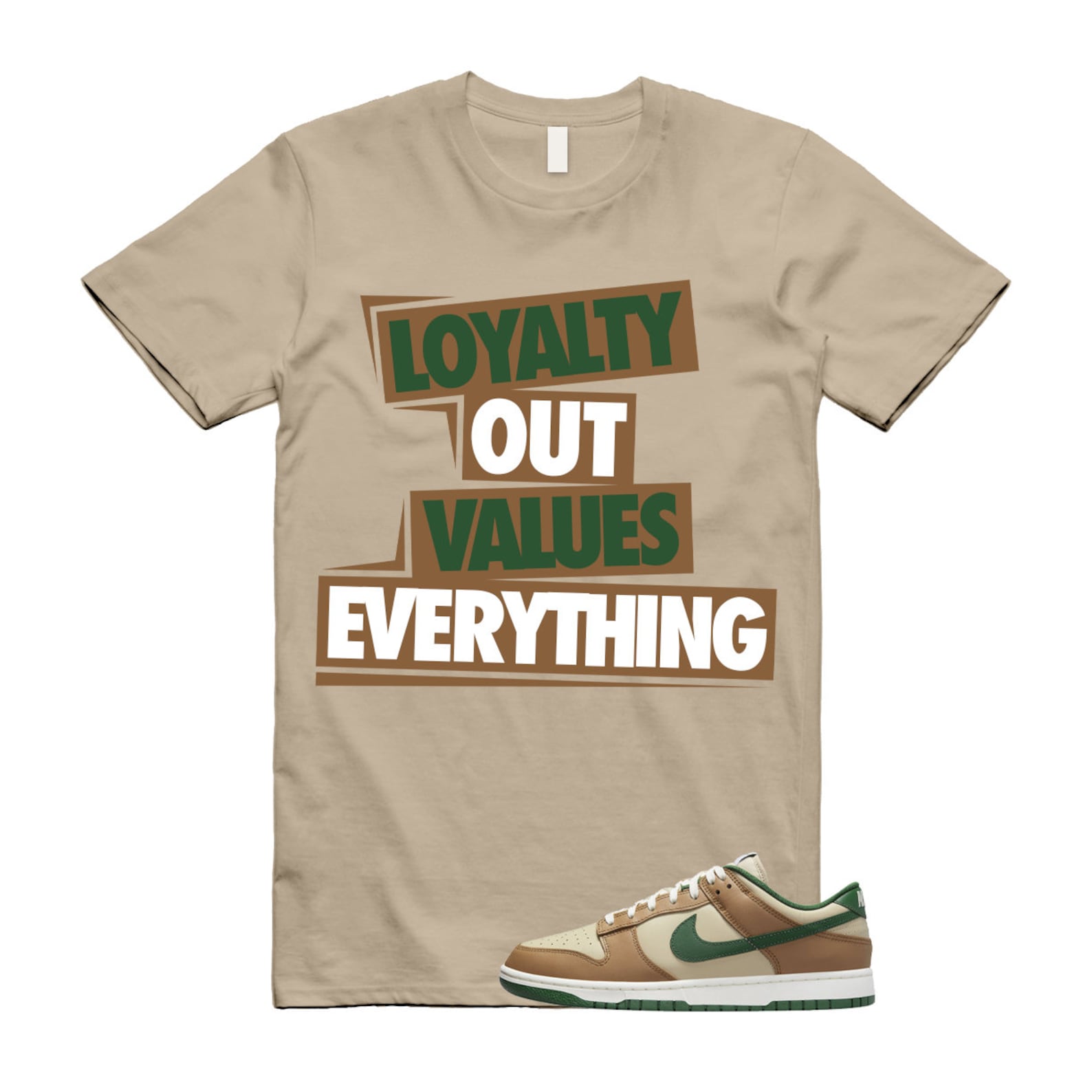 Dunk Tan Retro Rattan Gorge Green Sail Dark Driftwood Low T Shirt Match LOVE  ,FB7160-231 T-Shirt, Sneaker Match Tee