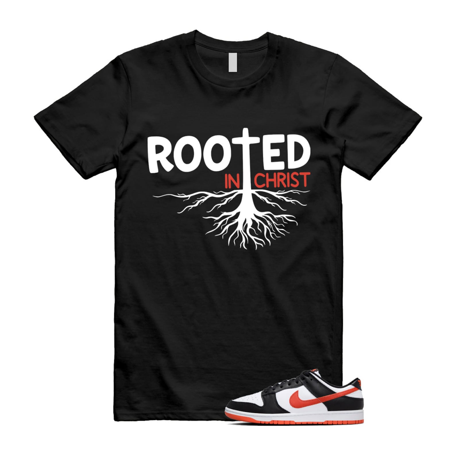 Dunk Dragon Red Black White Low Retro T Shirt Match ROOTED , DV0833-108 T-Shirt, Sneaker Match Tee