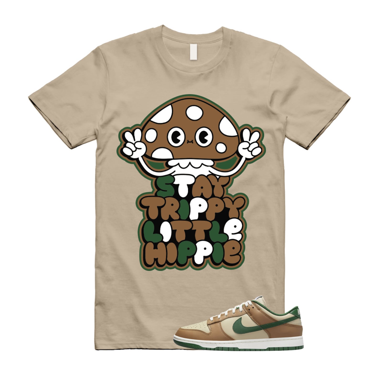 Dunk Tan Retro Rattan Gorge Green Sail Dark Driftwood Low T Shirt Match TRIPPY  ,FB7160-231 T-Shirt, Sneaker Match Tee