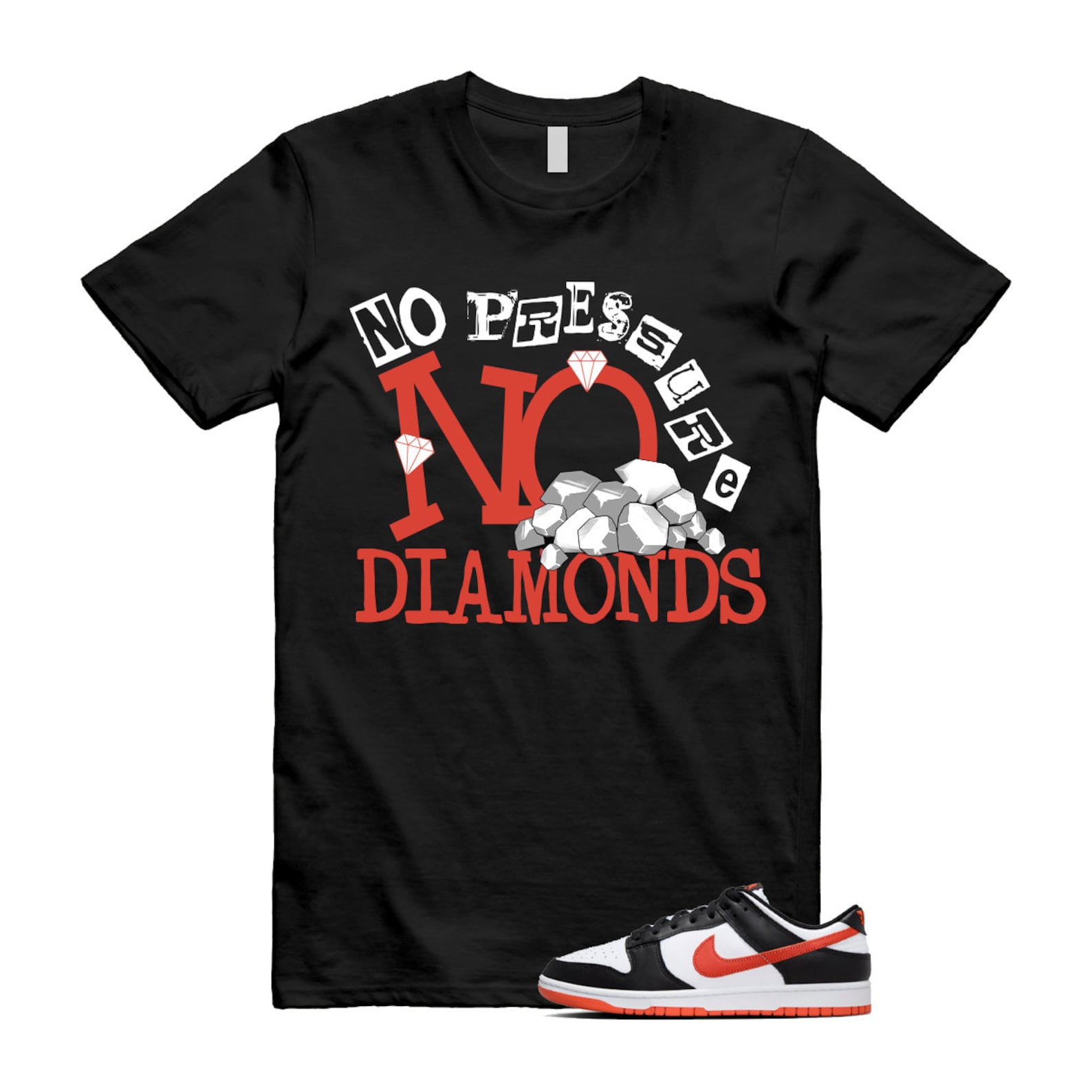 Dunk Dragon Red Black White Low Retro T Shirt Match DIAMOND , DV0833-108 T-Shirt, Sneaker Match Tee