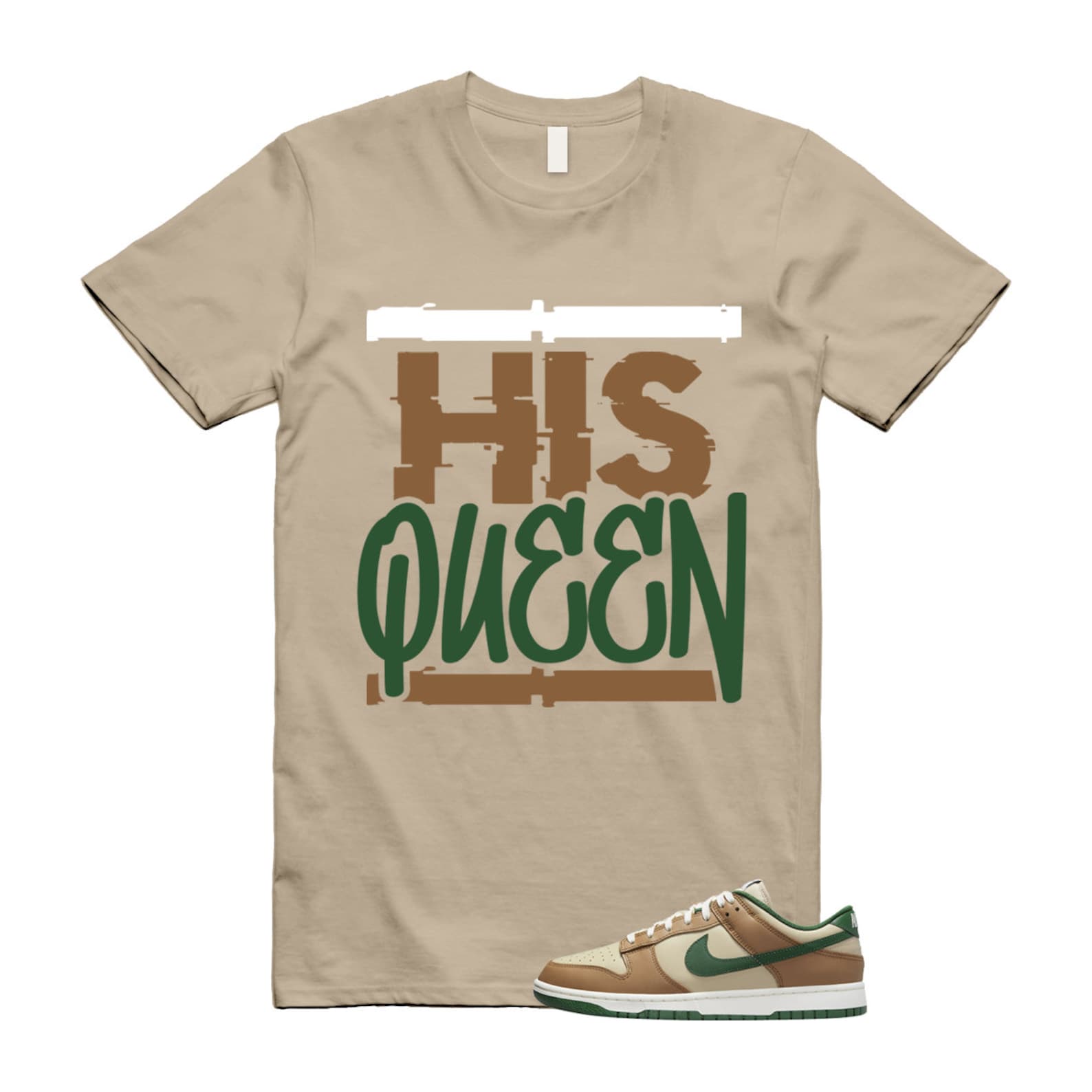 Dunk Tan Retro Rattan Gorge Green Sail Dark Driftwood Low T Shirt Match HQ  ,FB7160-231 T-Shirt, Sneaker Match Tee