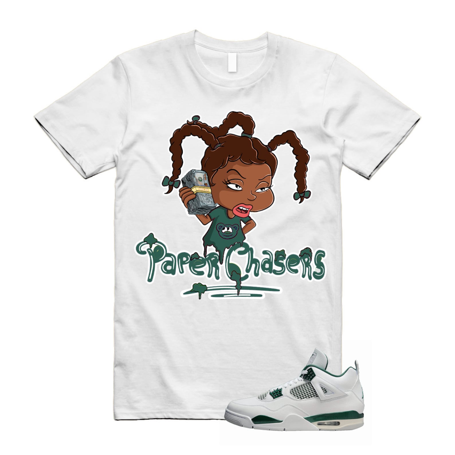4 Oxidized Green White Neutral Grey T Shirt Match PC , FQ8138-103 T-Shirt, Sneaker Match Tee