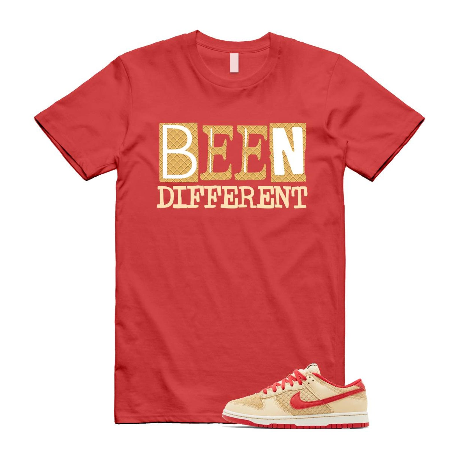 Dunk Strawberry Waffle Pale Vanilla University Red Sail Wheat Low Retro SE T Shirt Match BEEN  ,HJ9100-294 T-Shirt, Sneaker Match Tee