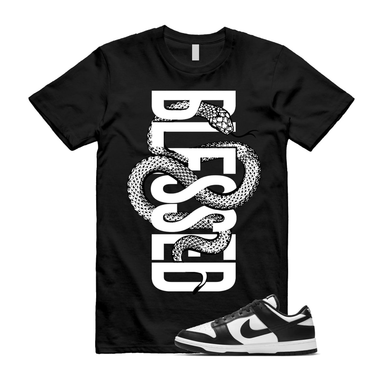 Dunk Panda White Black Low Retro Classic Traditional T Shirt Match SNAKEBLS , DD1503-101 T-Shirt, Sneaker Match Tee