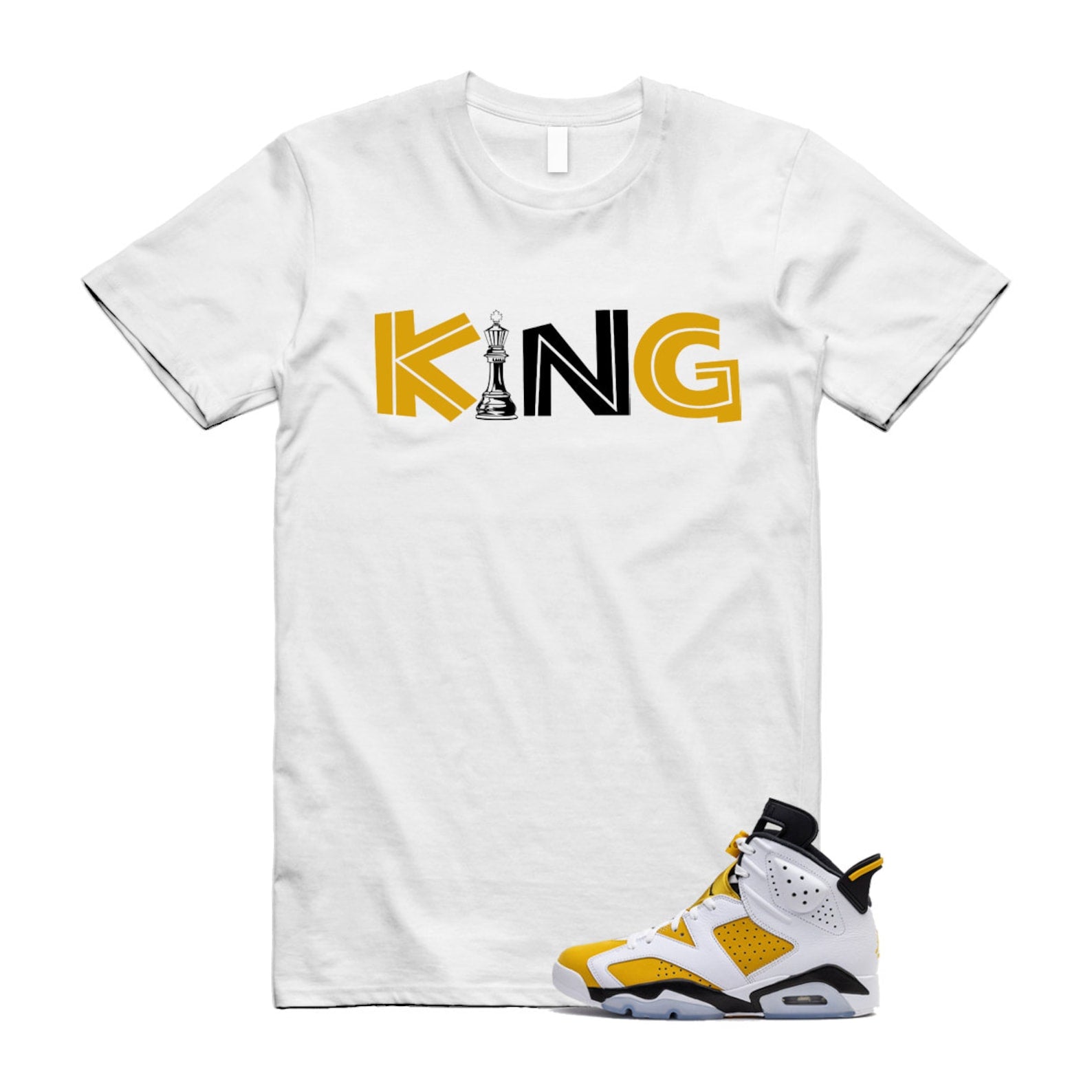 Yellow Ochre 6 Black White T Shirt Match KING  ,CT8529-170 T-Shirt, Sneaker Match Tee