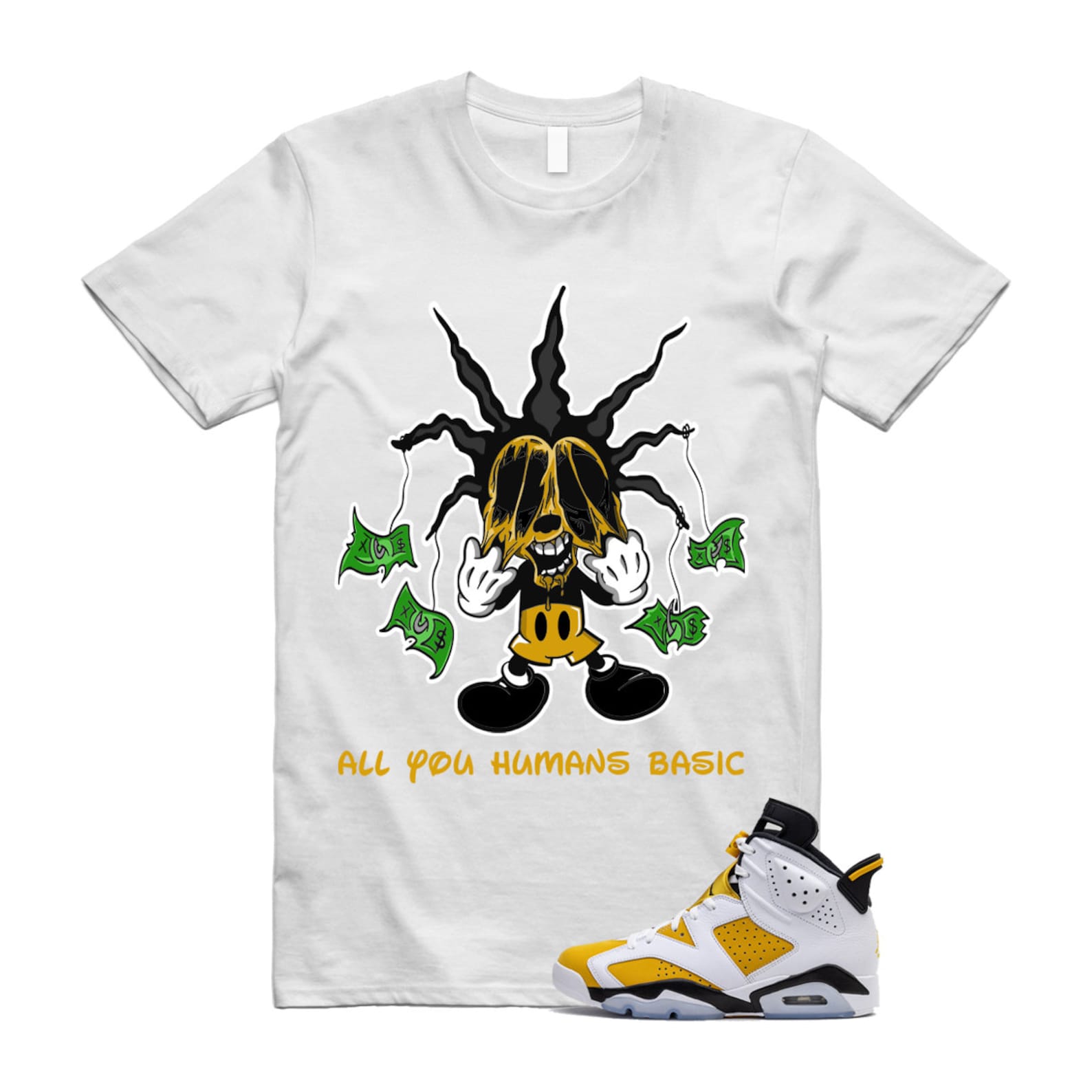 Yellow Ochre 6 Black White T Shirt Match HOOK  ,CT8529-170 T-Shirt, Sneaker Match Tee