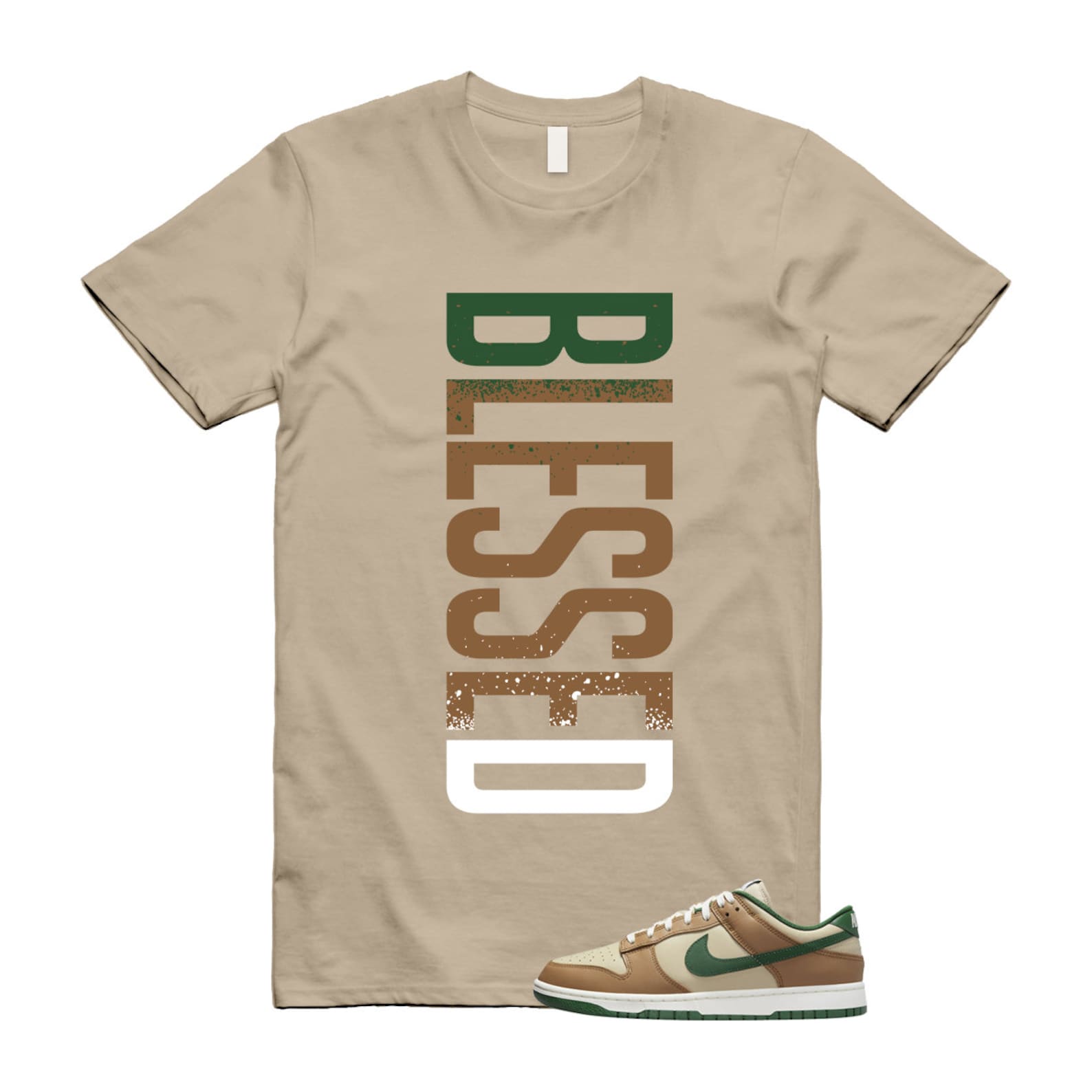 Dunk Tan Retro Rattan Gorge Green Sail Dark Driftwood Low T Shirt Match VERTBLS  ,FB7160-231 T-Shirt, Sneaker Match Tee