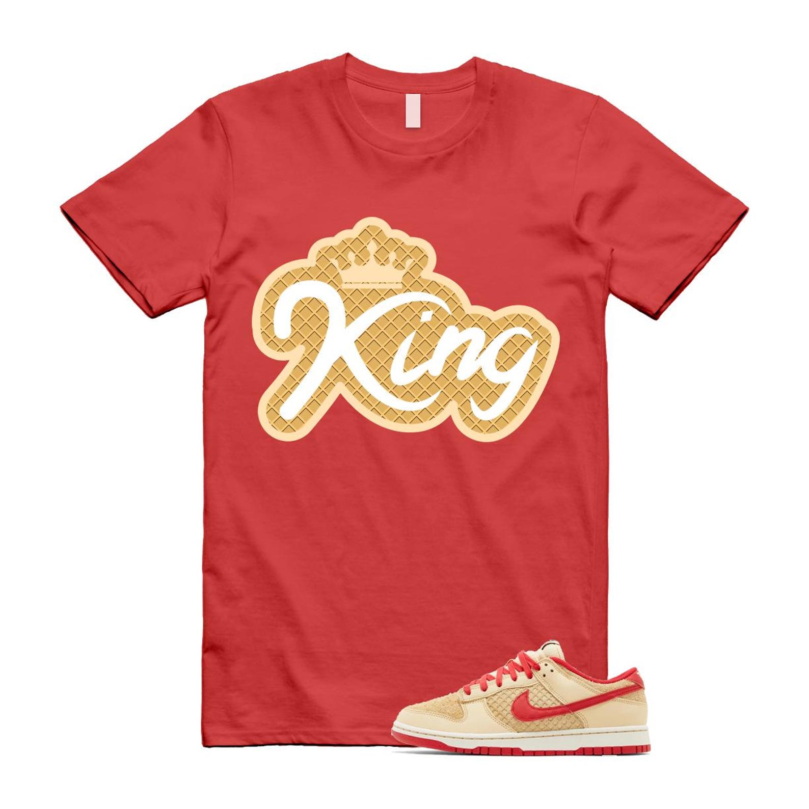 Dunk Strawberry Waffle Pale Vanilla University Red Sail Wheat Low Retro SE T Shirt Match K2  ,HJ9100-294 T-Shirt, Sneaker Match Tee