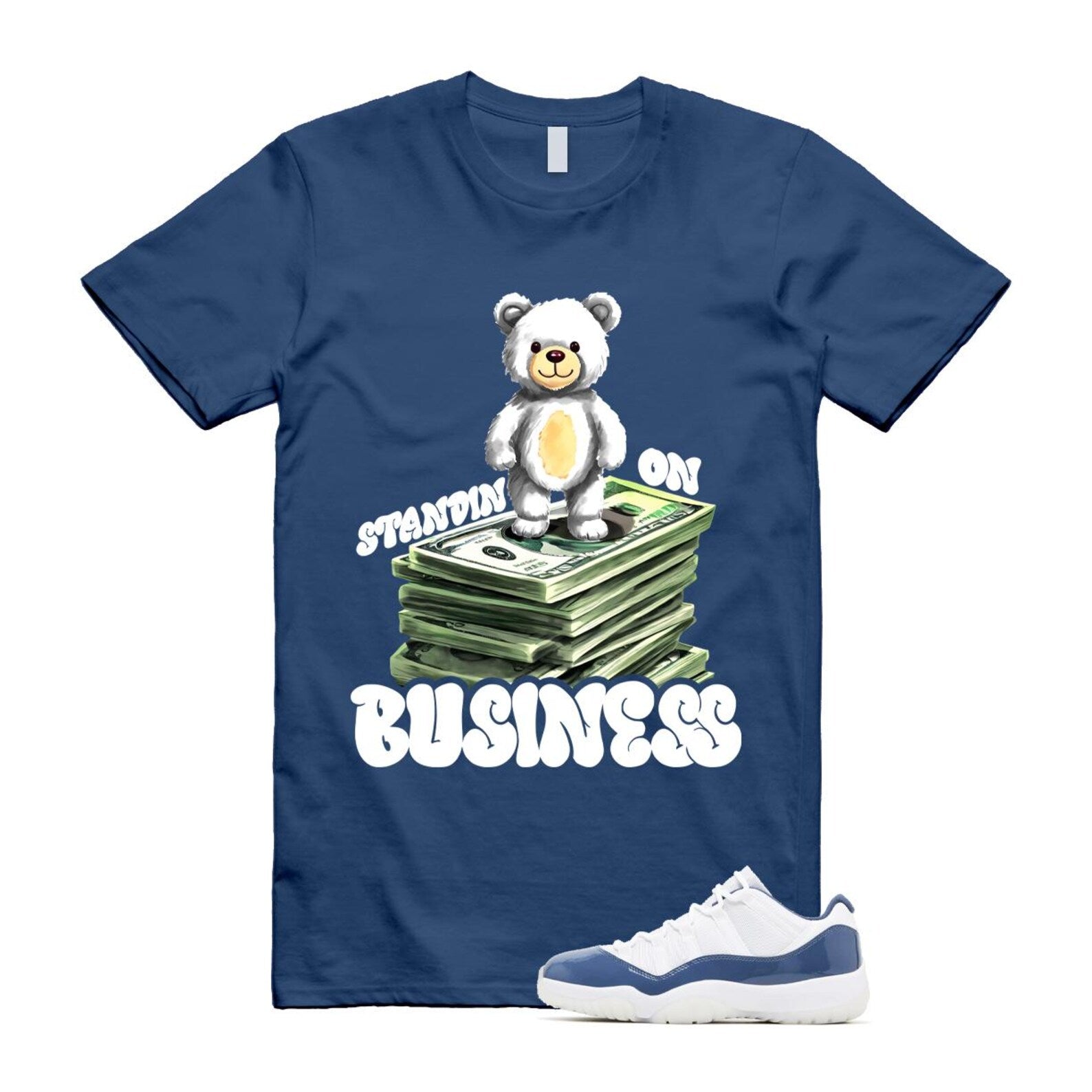 11 Diffused Blue White Midnight Navy Football Grey Retro Low T Shirt Match SB2 ,FV5104-104 T-Shirt, Sneaker Match Tee