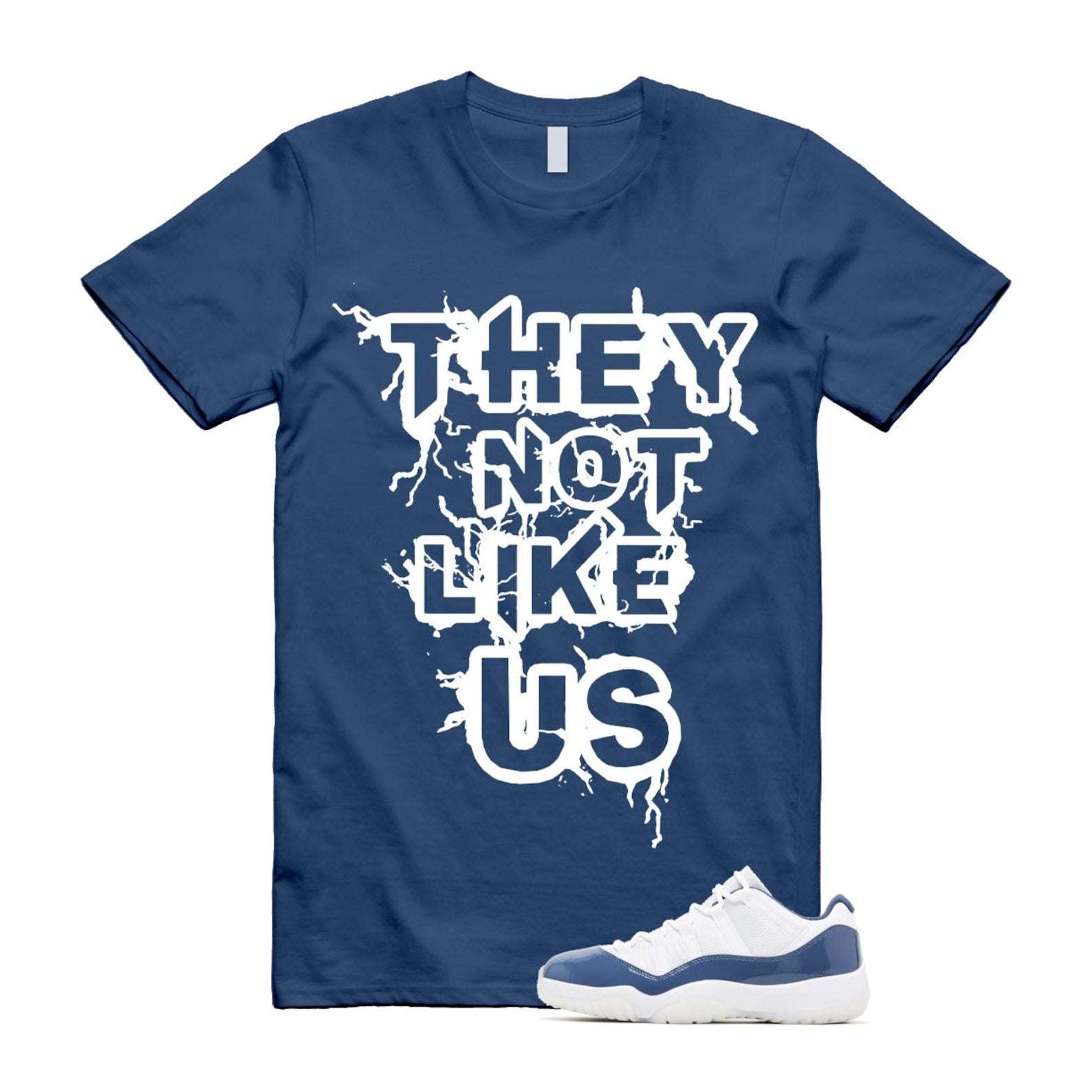 11 Diffused Blue White Midnight Navy Football Grey Retro Low T Shirt Match US ,FV5104-104 T-Shirt, Sneaker Match Tee