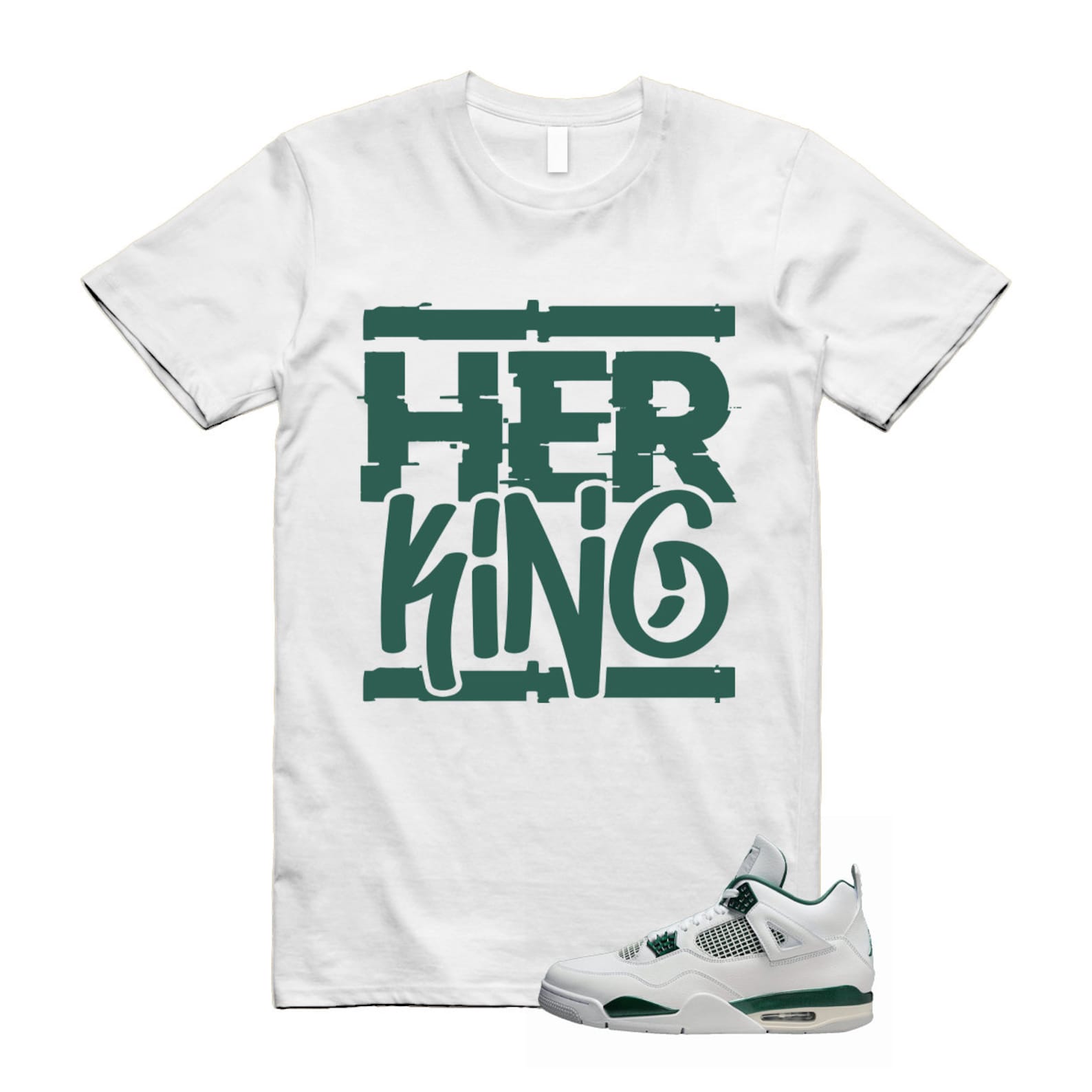 4 Oxidized Green White Neutral Grey T Shirt Match HK , FQ8138-103 T-Shirt, Sneaker Match Tee