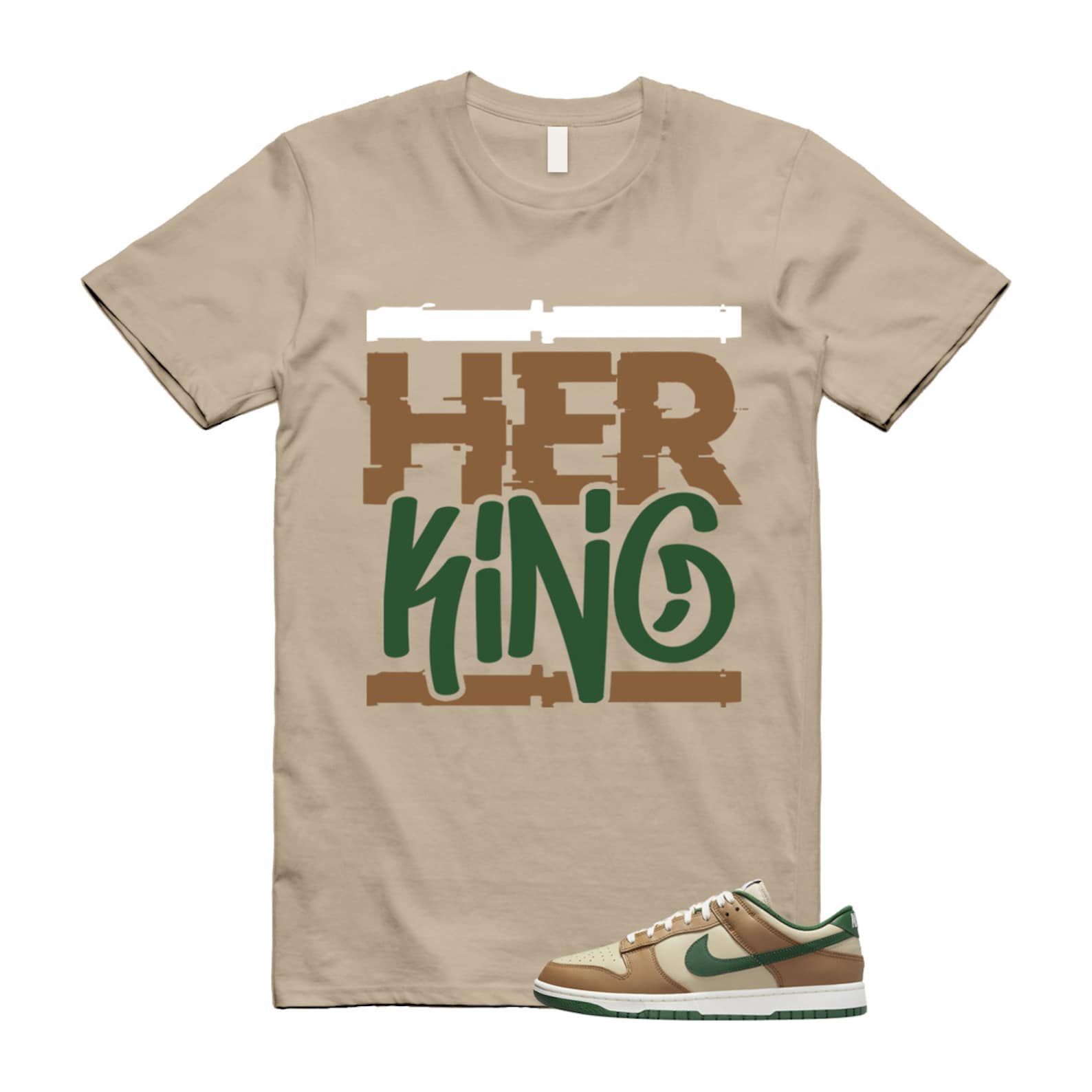 Dunk Tan Retro Rattan Gorge Green Sail Dark Driftwood Low T Shirt Match HK  ,FB7160-231 T-Shirt, Sneaker Match Tee