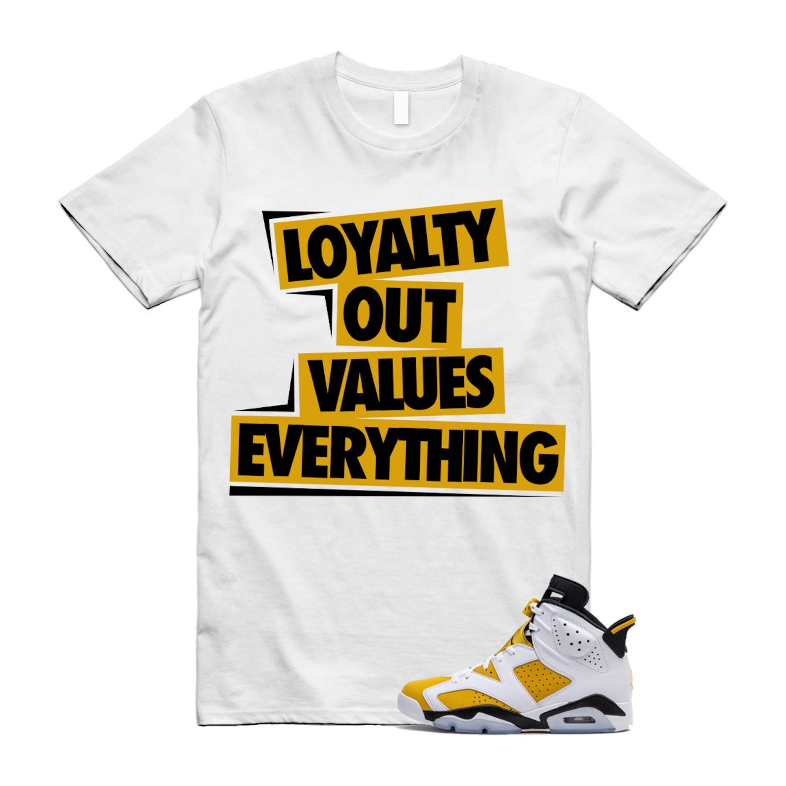 Yellow Ochre 6 Black White T Shirt Match LOVE  ,CT8529-170 T-Shirt, Sneaker Match Tee