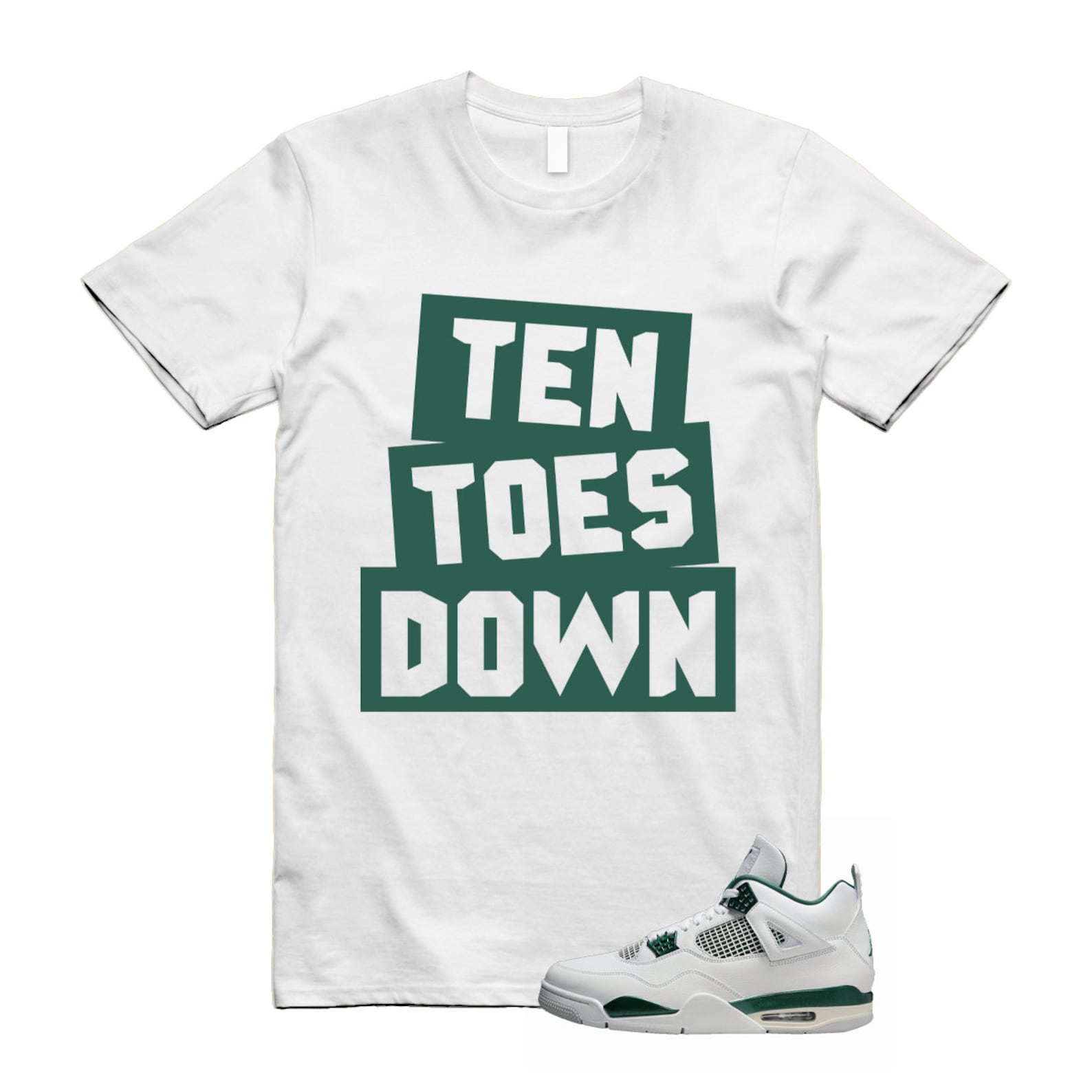 4 Oxidized Green White Neutral Grey T Shirt Match TTD , FQ8138-103 T-Shirt, Sneaker Match Tee