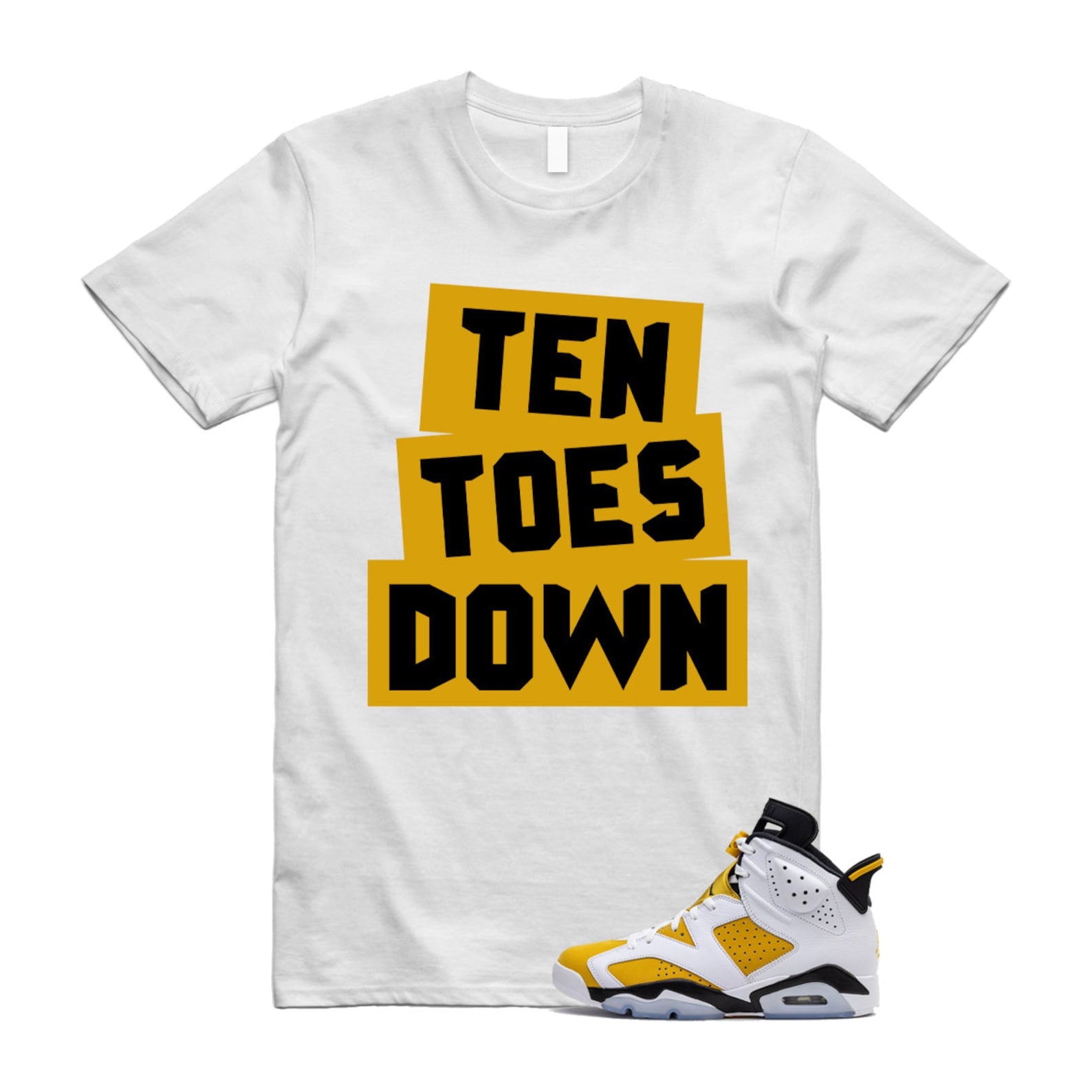 Yellow Ochre 6 Black White T Shirt Match TTD  ,CT8529-170 T-Shirt, Sneaker Match Tee