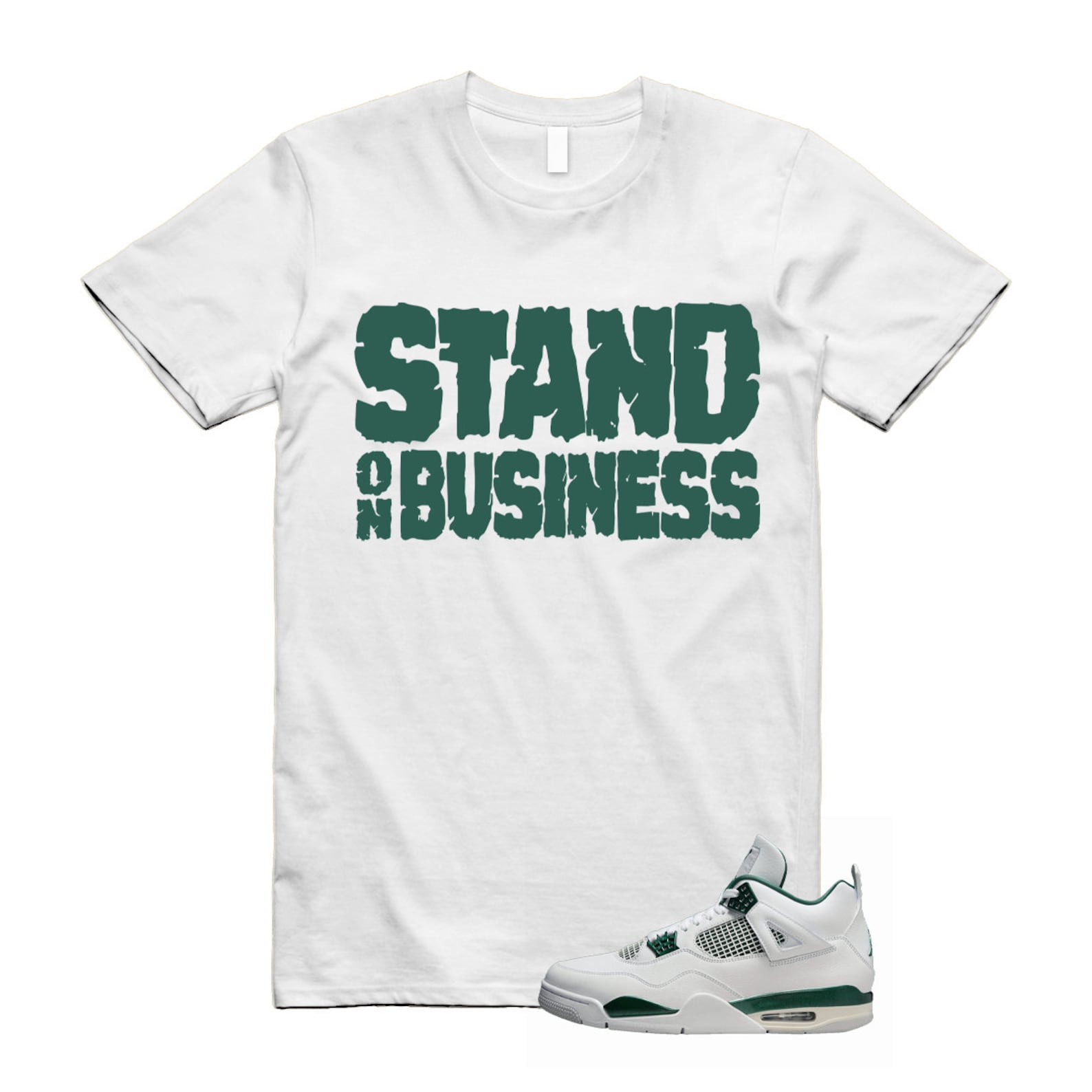 4 Oxidized Green White Neutral Grey T Shirt Match Stand On Business , FQ8138-103 T-Shirt, Sneaker Match Tee
