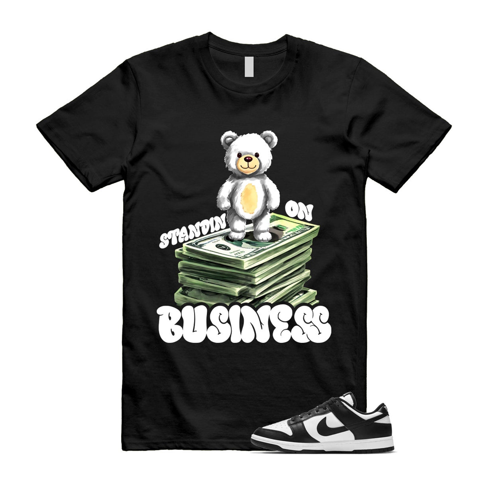 Dunk Panda White Black Low Retro Classic Traditional T Shirt Match SB2 , DD1503-101 T-Shirt, Sneaker Match Tee